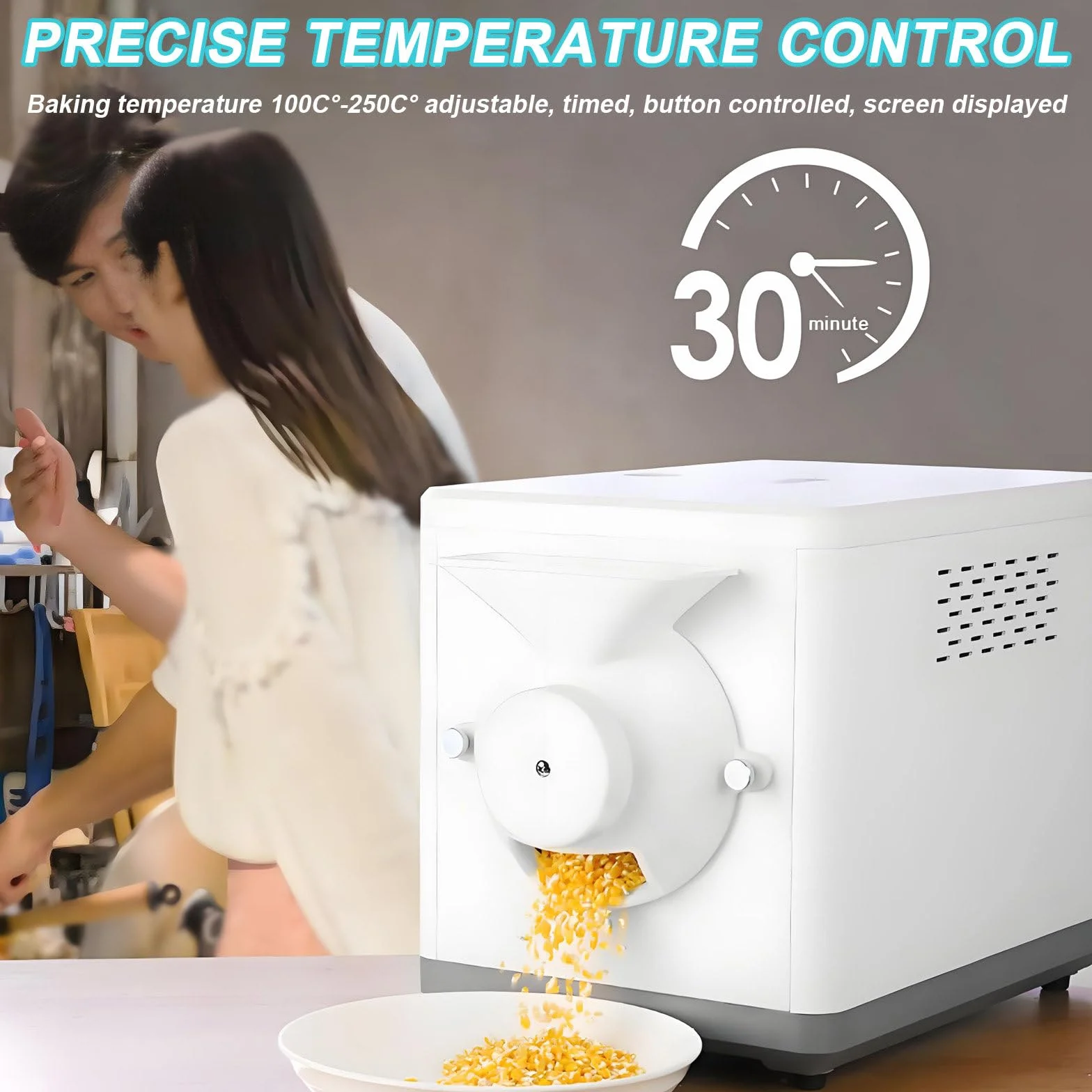 Elektryczny palacz kawy ziarnistej, 1500g komercyjny palacz kawy, regulowany czas i temperatura, do sezamu, soi, orzeszków ziemnych, herbaty i różnych orzechów