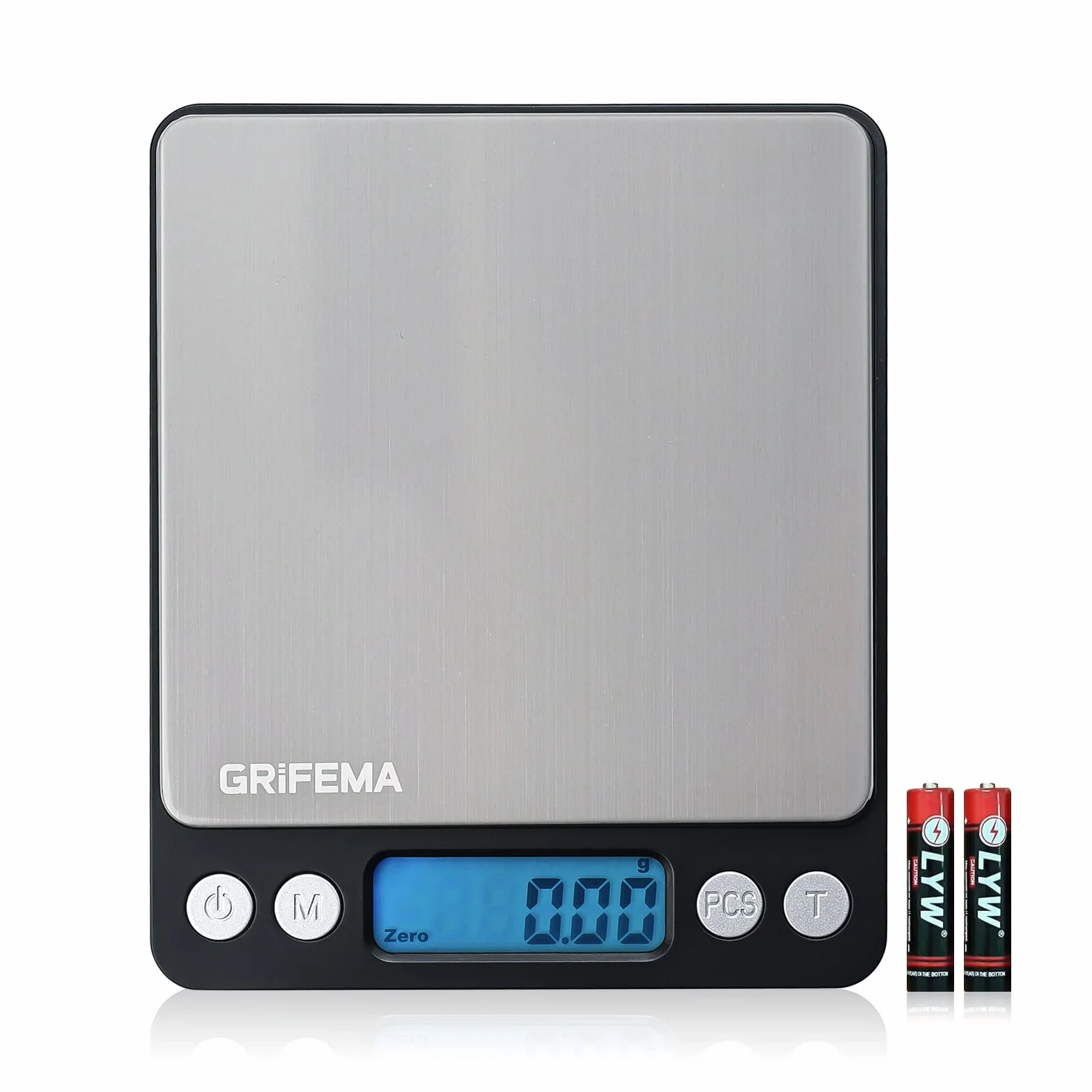 Grifema GA2003 Báscula De Cocina Con Pantalla LCD, Digital, Balanza Con Tapa, Acero Inoxidable (Exclusivo En Amazon), 0.01-500 g