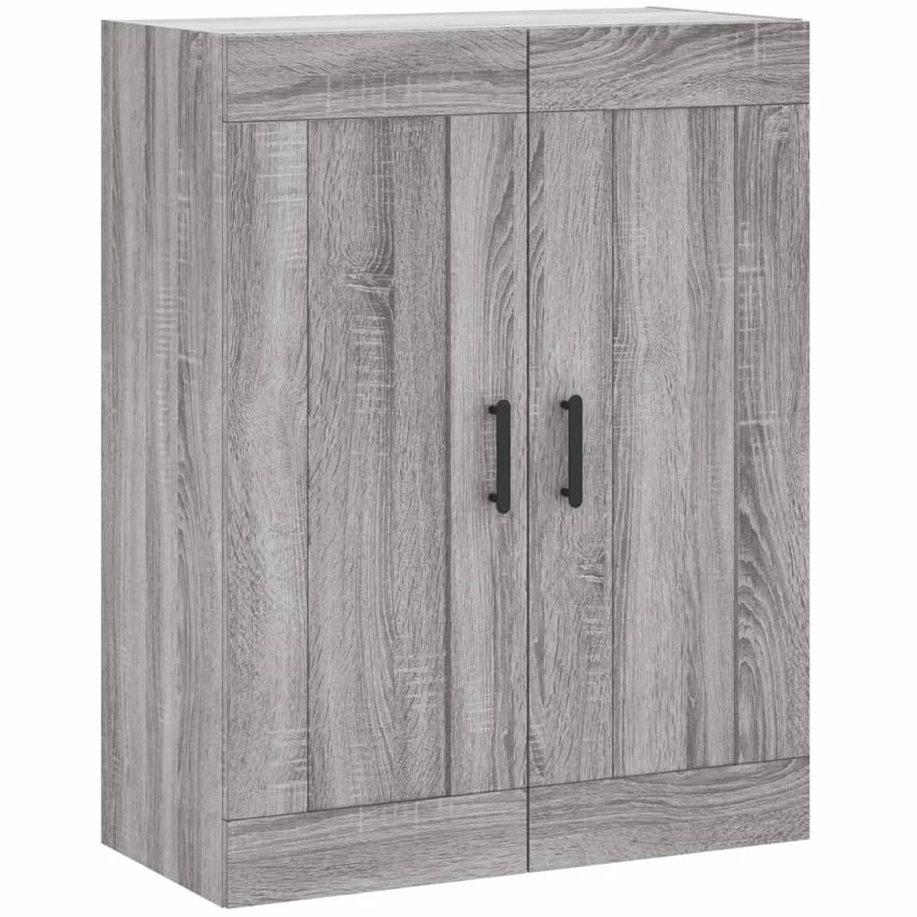 Générique Bufet wysoki Sonoma szary 69,5 x 34 x 180 cm, szafka do przechowywania z drewna inżynieryjnego z drzwiami skrzydłowymi, szara szafka do salonu z żelaznymi nogami do dużej przestrzeni do