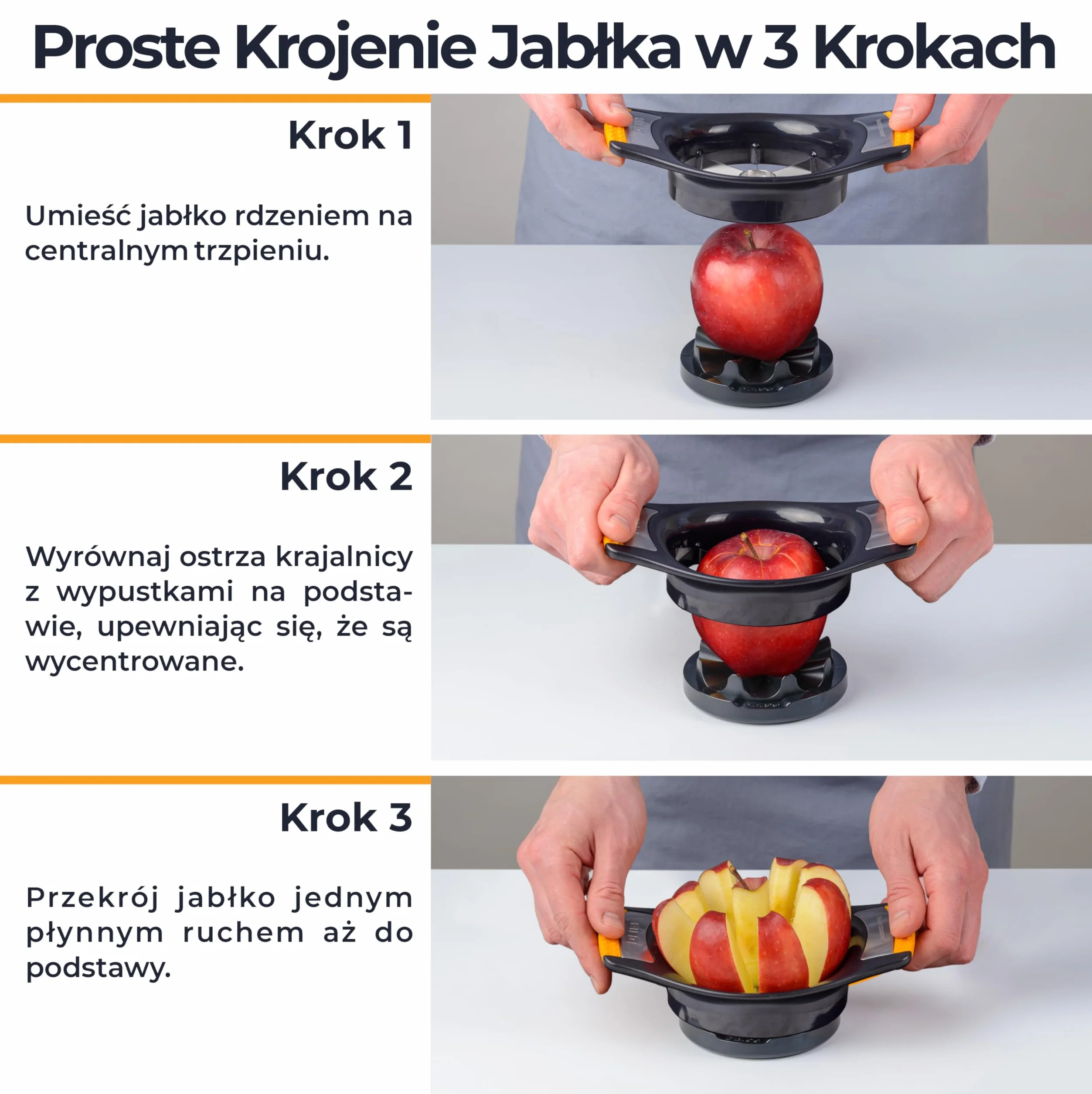 Deiss LUX Duży wydrążacz do jabłko, podstawowy wydrążacz z tnącą podstawą, stalowa narzędzie na 8 części, nadająca krajalnica