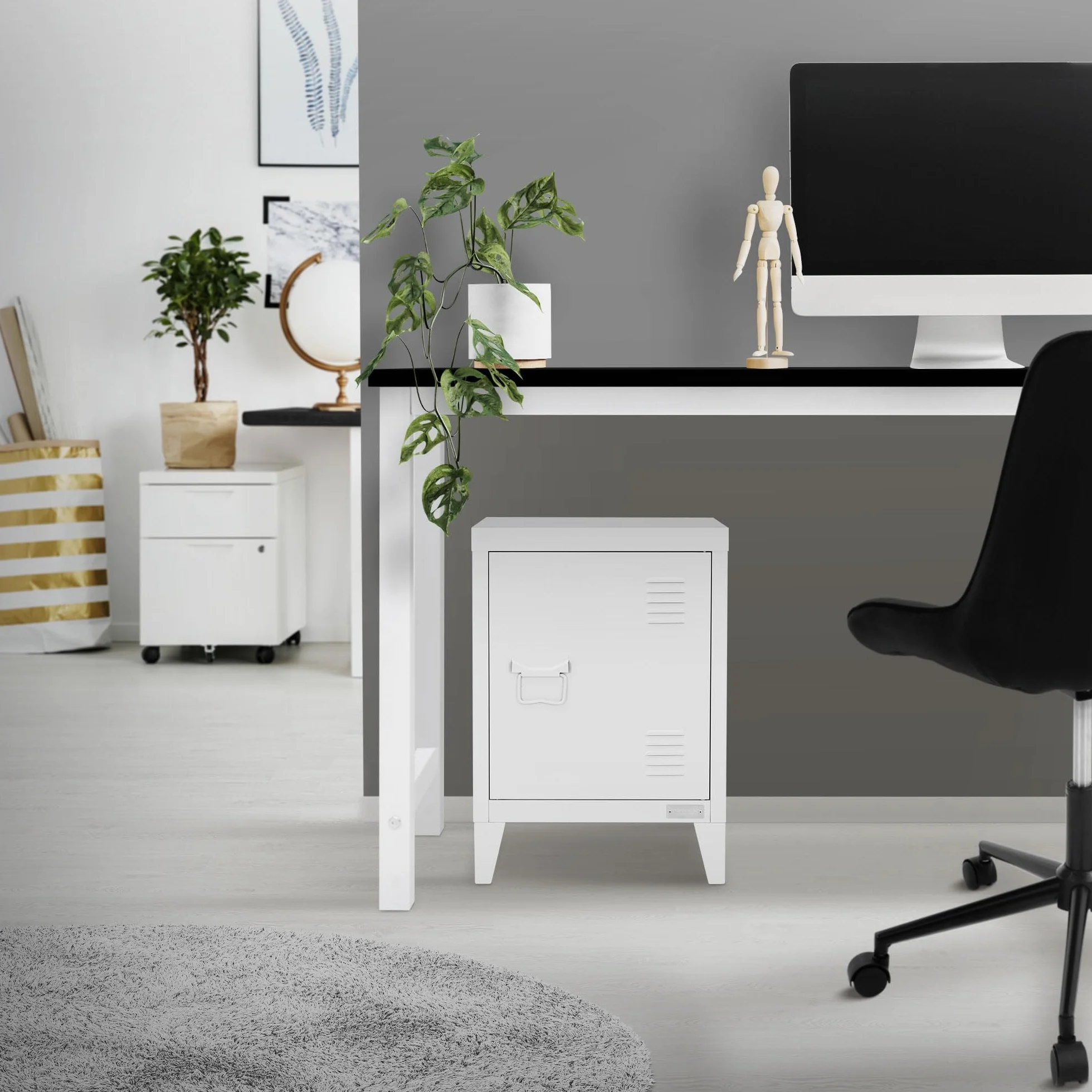 ML-Design uniwersalna szafka metalowa bialy 40x30x57,5 cm stalowa z drzwiami kompaktowa szafka biurowa mala szafka na dokumenty i do przechowywania szafka boczna kawowa do salonu biura sypialni