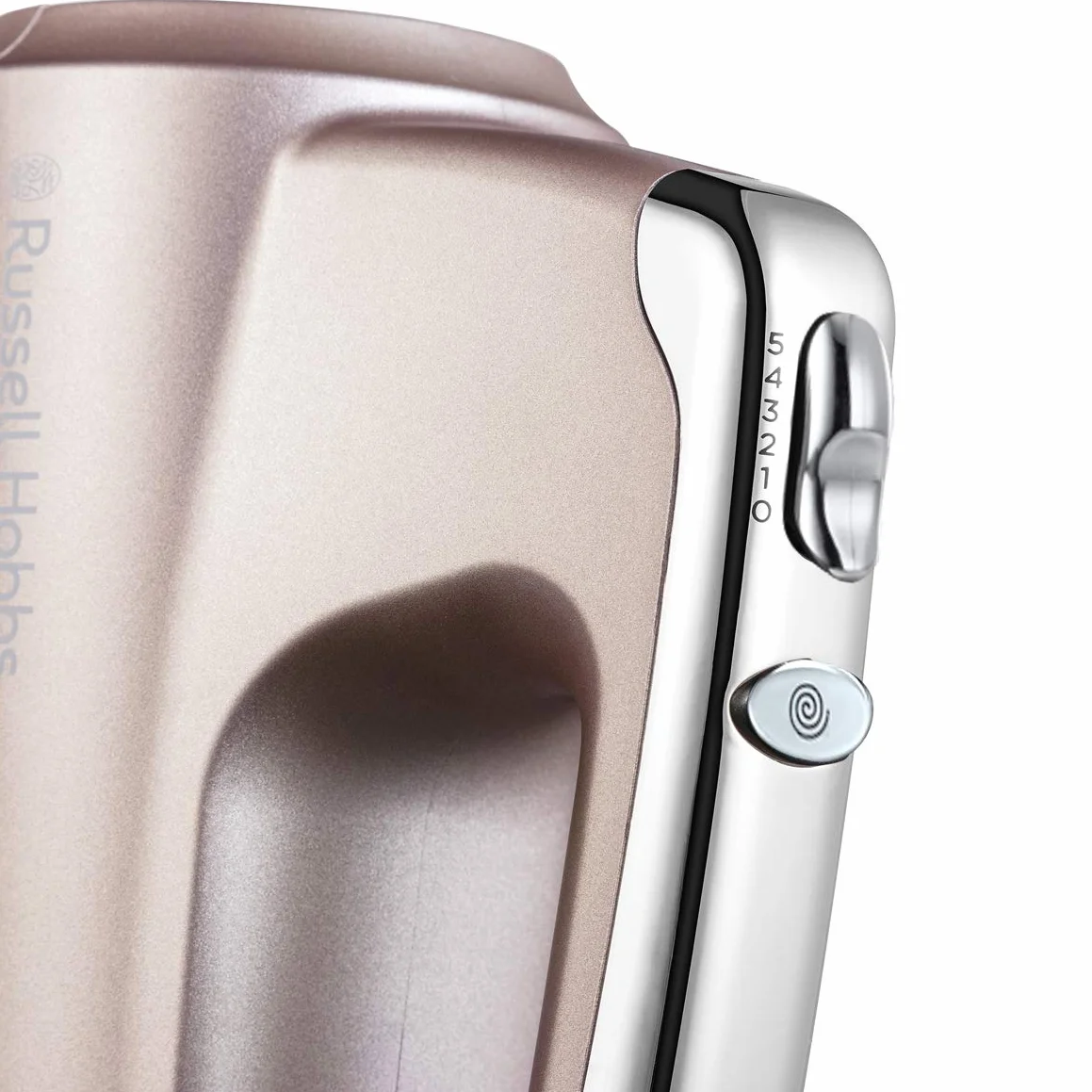 Russell Hobbs Mikser ręczny ze schowkiem na akcesoria, Swirl Quartz, 4 prędkości + turbo, 2 ubijaki spiralne wykonane z nylonu wzmocnionego włóknem szklanym, 2 haki do wyrabiania ciasta, 25892-56