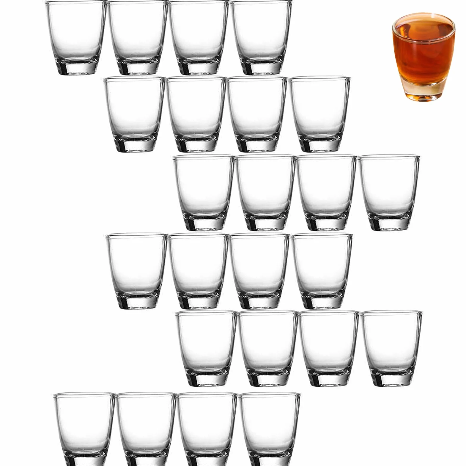 Kieliszki do wódki, 24 sztuki, 35 ml/3 cl, z przezroczystego szkła, z grubym dnem, kieliszek, nadają się do mycia w zmywarce, gruba podstawa