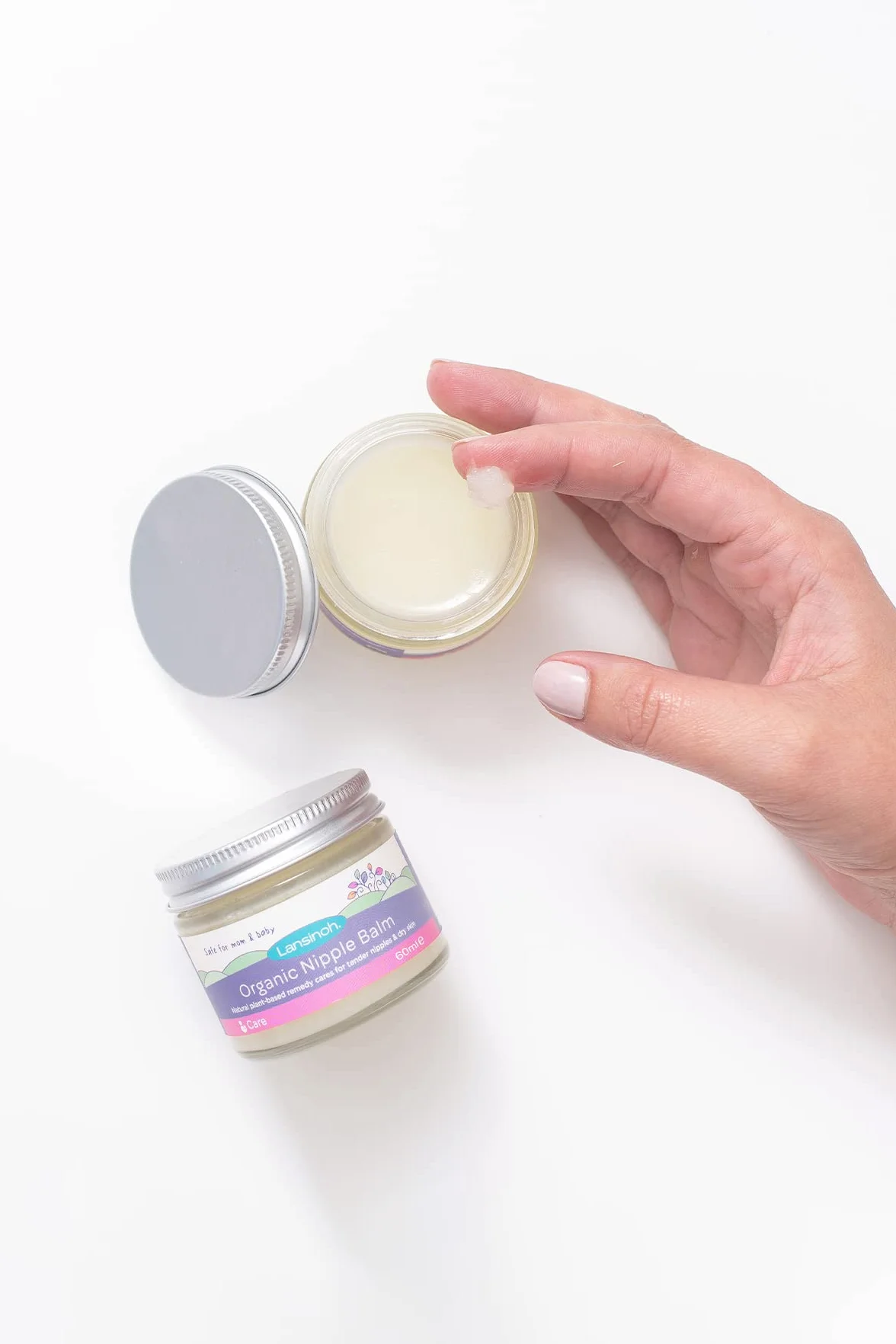Lansinoh Organic Nipple Balm 60ml Natural Breastfeeding Cream, natural ingredients, tasteless, odourless, care for nipples when breastfeeding & dry skin when pregnant