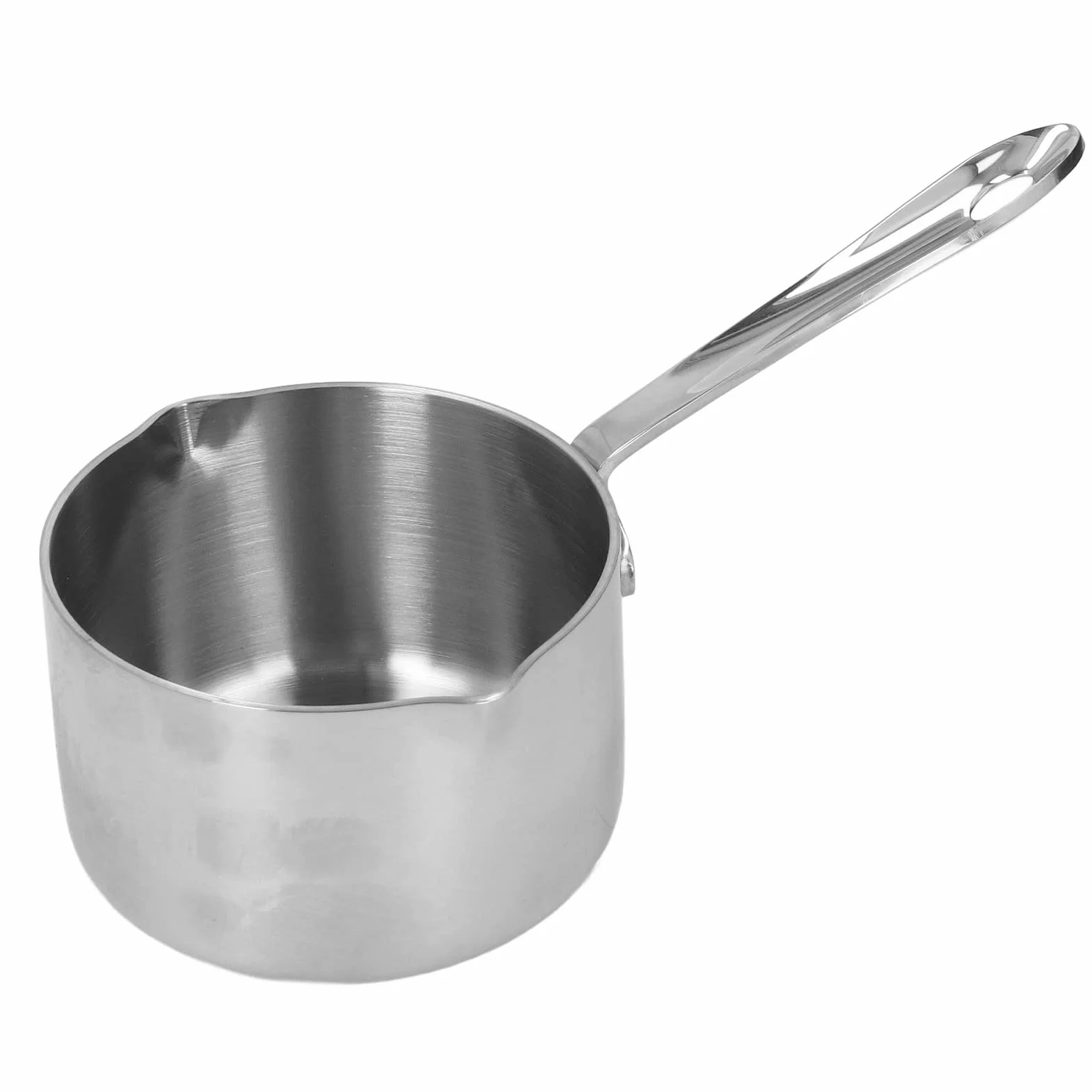 Garnek na Mleko ze Stali Nierdzewnej, Wydajny do Topienia Masła, z Dwiema Dyszami Indukcji/Gazu, 300 Ml, Odpowiedni do Podgrzewania Mleka/Sera/Czekolady, Otwór