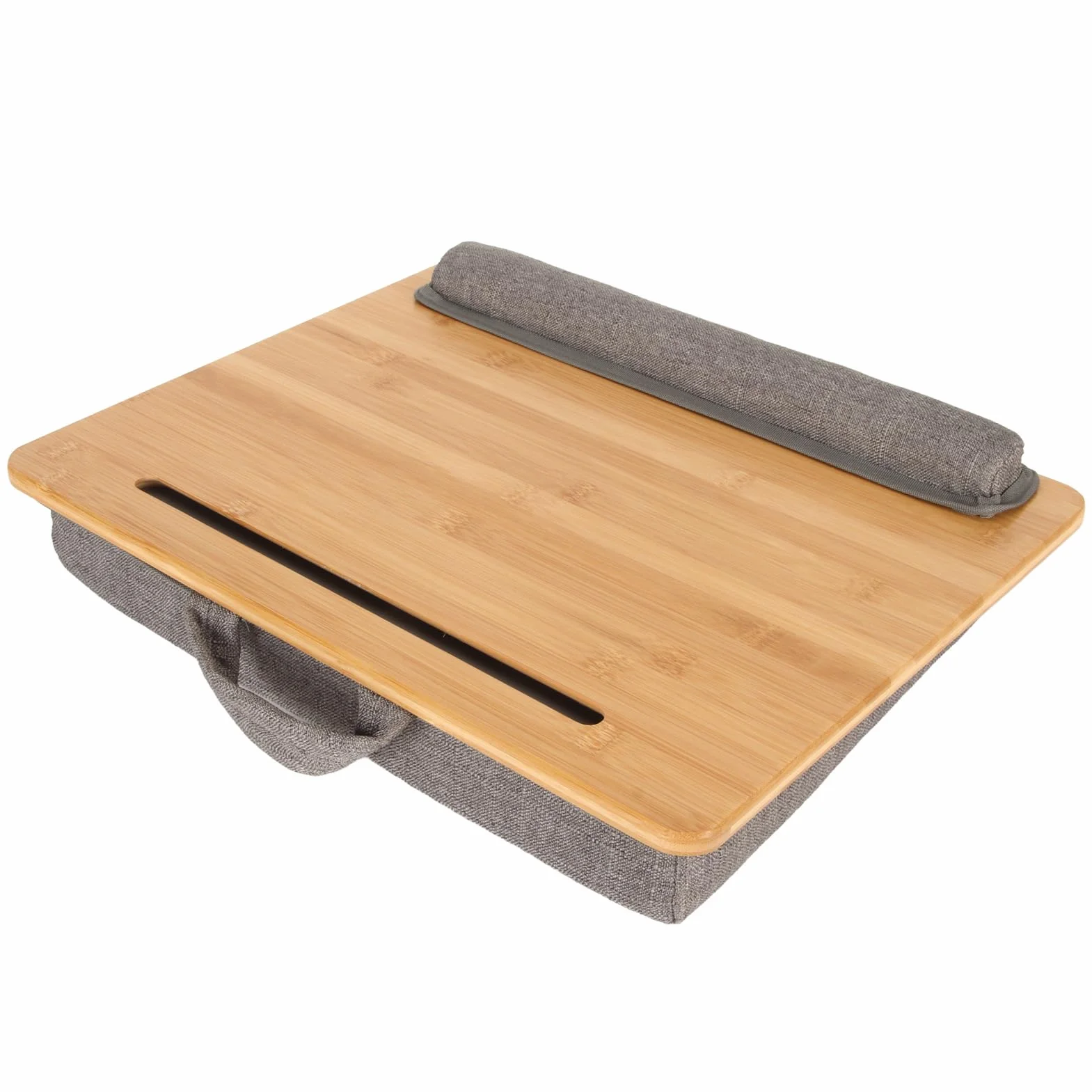 Biurko z poduszką na Nadgarstek, Lekkie, Przenośne Biurko z Bambusa na Laptopa, z Miejscem Tablet z Kątem Nachylenia, Idealne do Domu, Biura, Pracy i Czytania