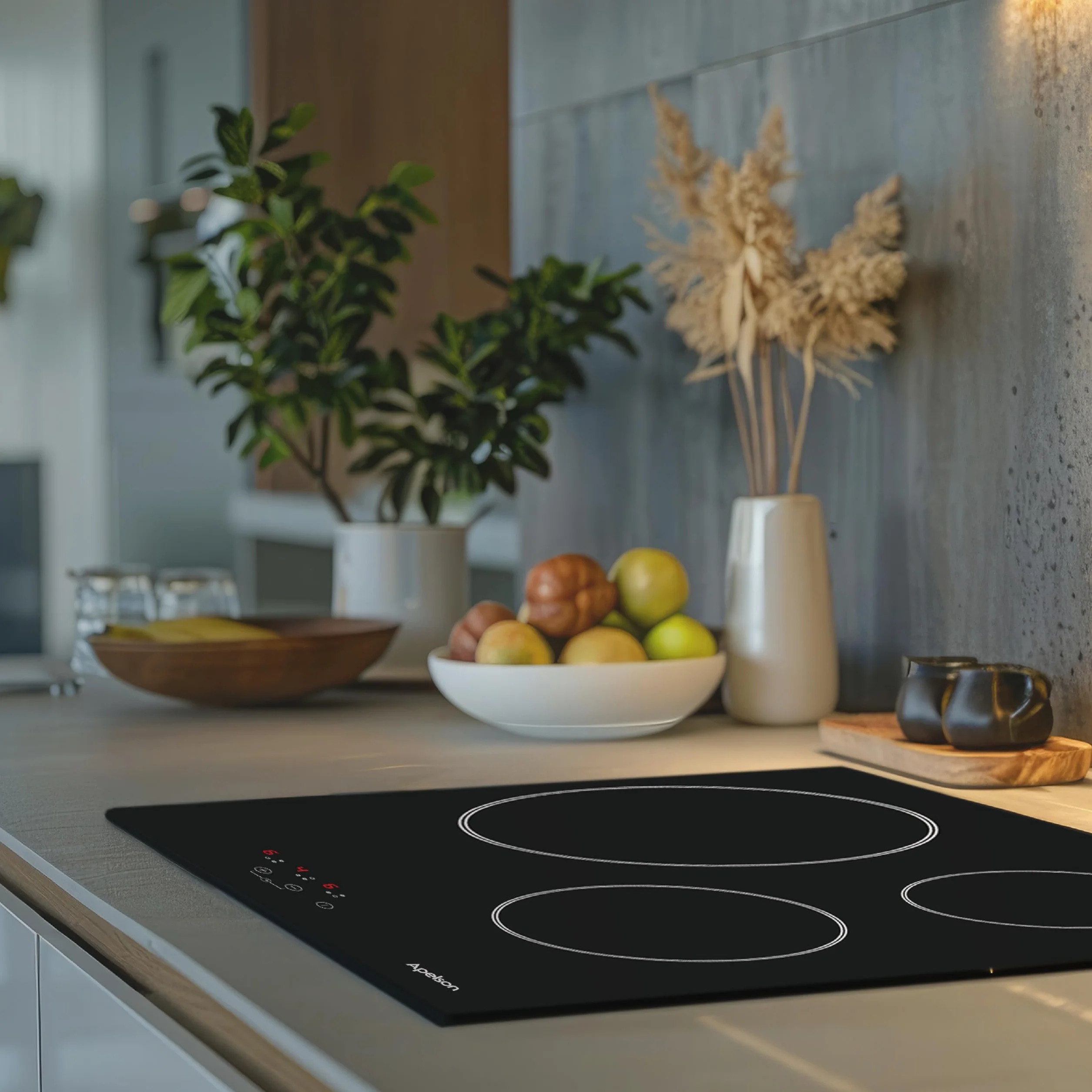 Apelson Płyta ceramiczna AVT 3600 3 Strefy Gotowanie Sterowanie Dotykowe 9 Poziomów Moc Możliwość Regulacji Funkcja Timera Alarm Blokada Bezpieczeństwa Wskaźnik ciepła Moc 5,4 kW Kolor Czarny