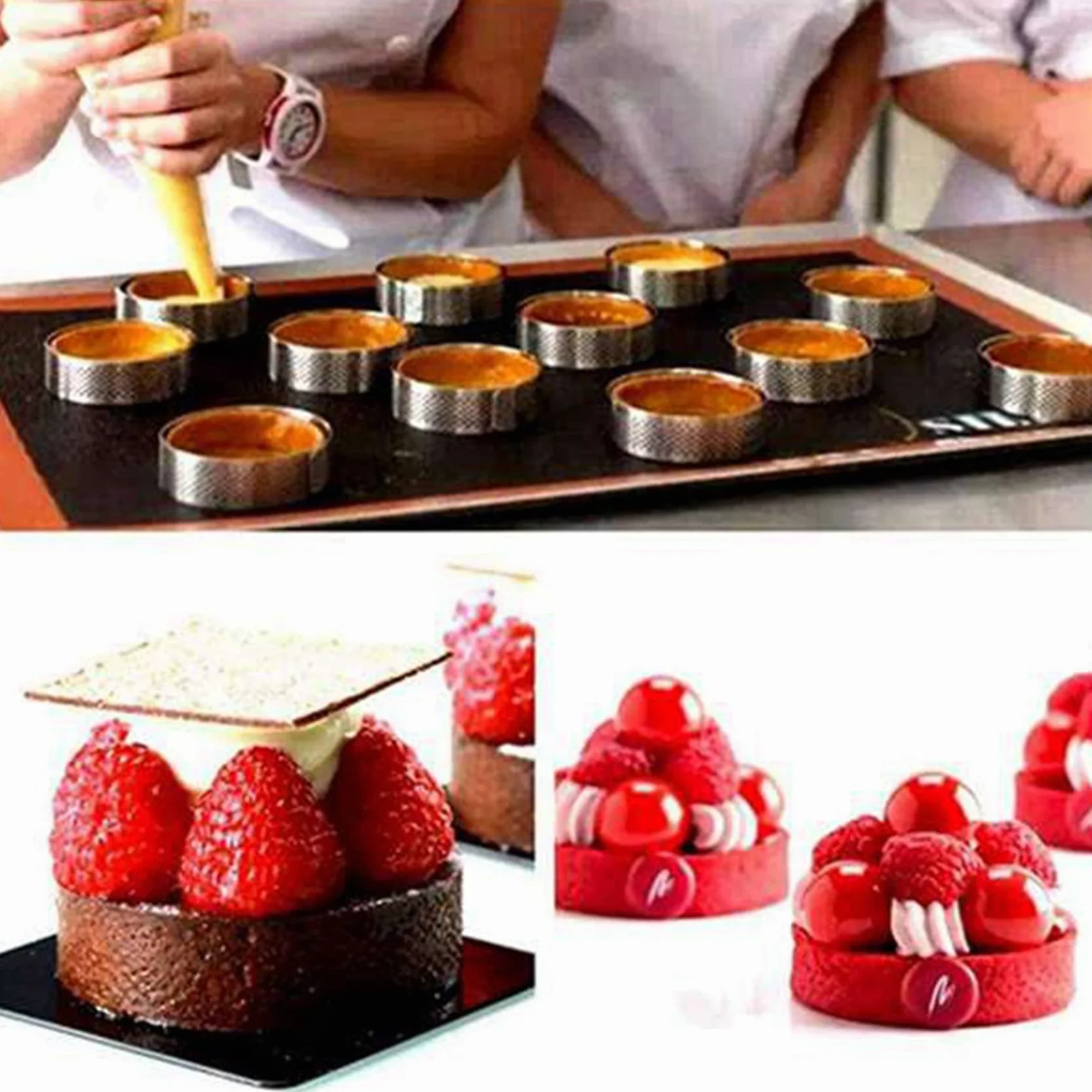 40 Sztuk OkrągłE PierśCienie Tarta z Otworami Ciasto Owocowe Quiches Ciasto Kuchnia Forma do Pieczenia Perforowane Ciasto PierśCień 8cm