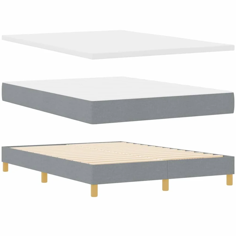 Nowoczesne łóżko z podświetleniem LED Model Standard 140x190 cm Szary | Łóżko z regulowanym zagłówkiem LED Jasnoszary 140x190 cm tkanina z materacem sprężynowym do sypialni