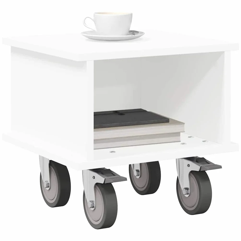 Hothingwell Szafka pod telewizor biała 37 x 35 x 35 cm drewno konstrukcyjne | Wiele przegródek, zarządzanie kablami, łatwe czyszczenie, do nowoczesnego salonu