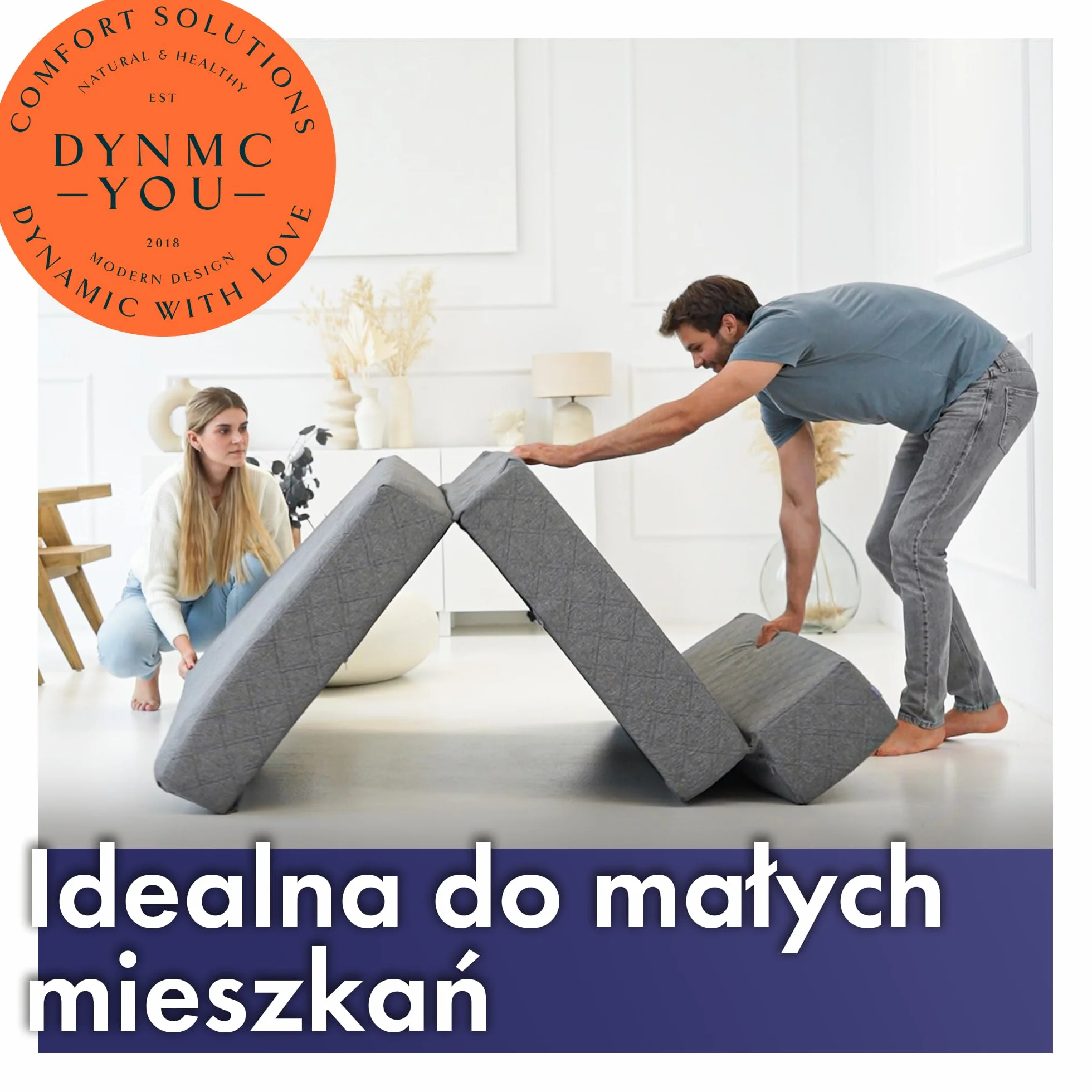 Sofa z funkcją spania o szerokości – składana sofa do spania i materac dla gości na 2 składane łóżko – bardzo gruba 20 cm i wygodna H3 (Ciemno Szary, Kanapa)