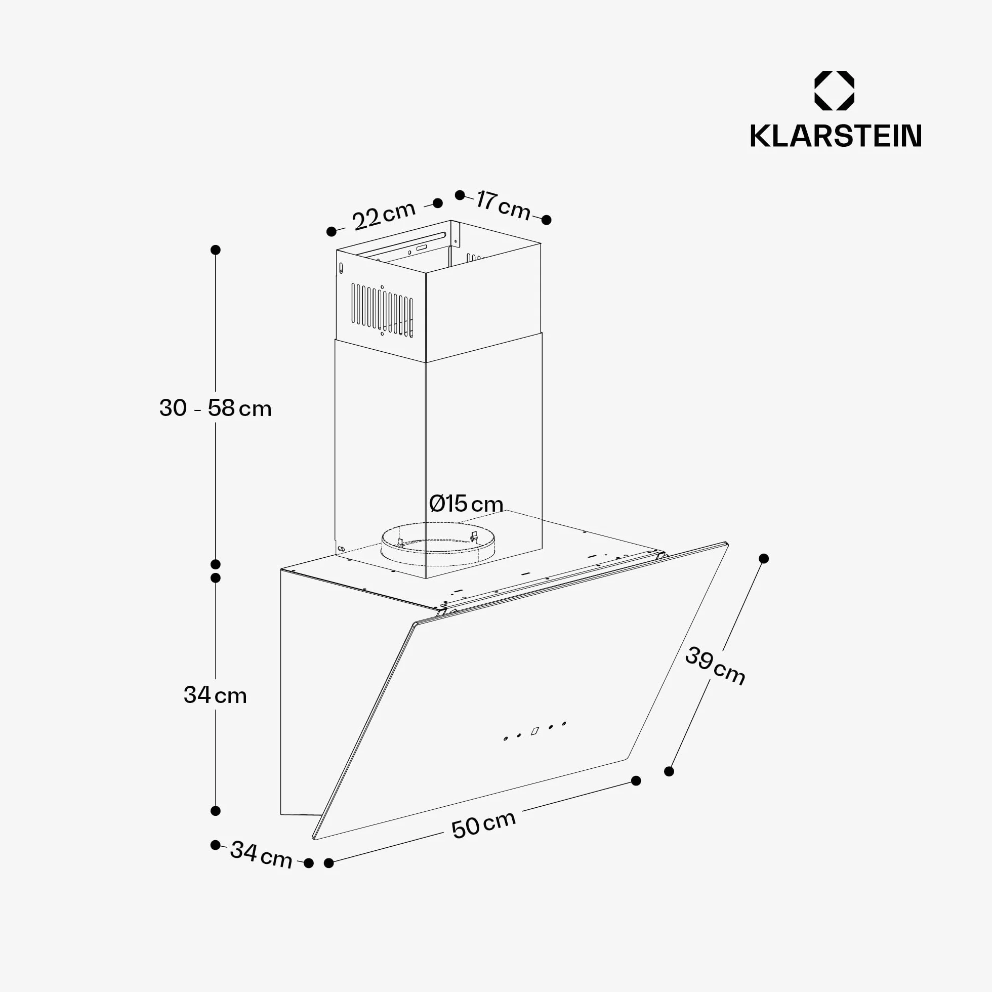 Klarstein MaxAir okap kuchenny – kompaktowy i wydajny, przepływ powietrza 183-336 m³/h, wydajność energetyczna A++, obsługa dotykowa, oświetlenie LED, przepływ i obieg, krem vintage