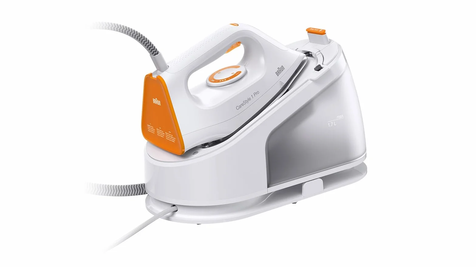 Braun CareStyle 1 Pro IS 1511 WH, stacja parowa – żelazko parowe z technologią FreeGlide 3D, pionowa para, funkcja zapobiegająca kapaniu, zbiornik na wodę 1,7 l, 5,5 bar, 360 g/min, 2200 W,