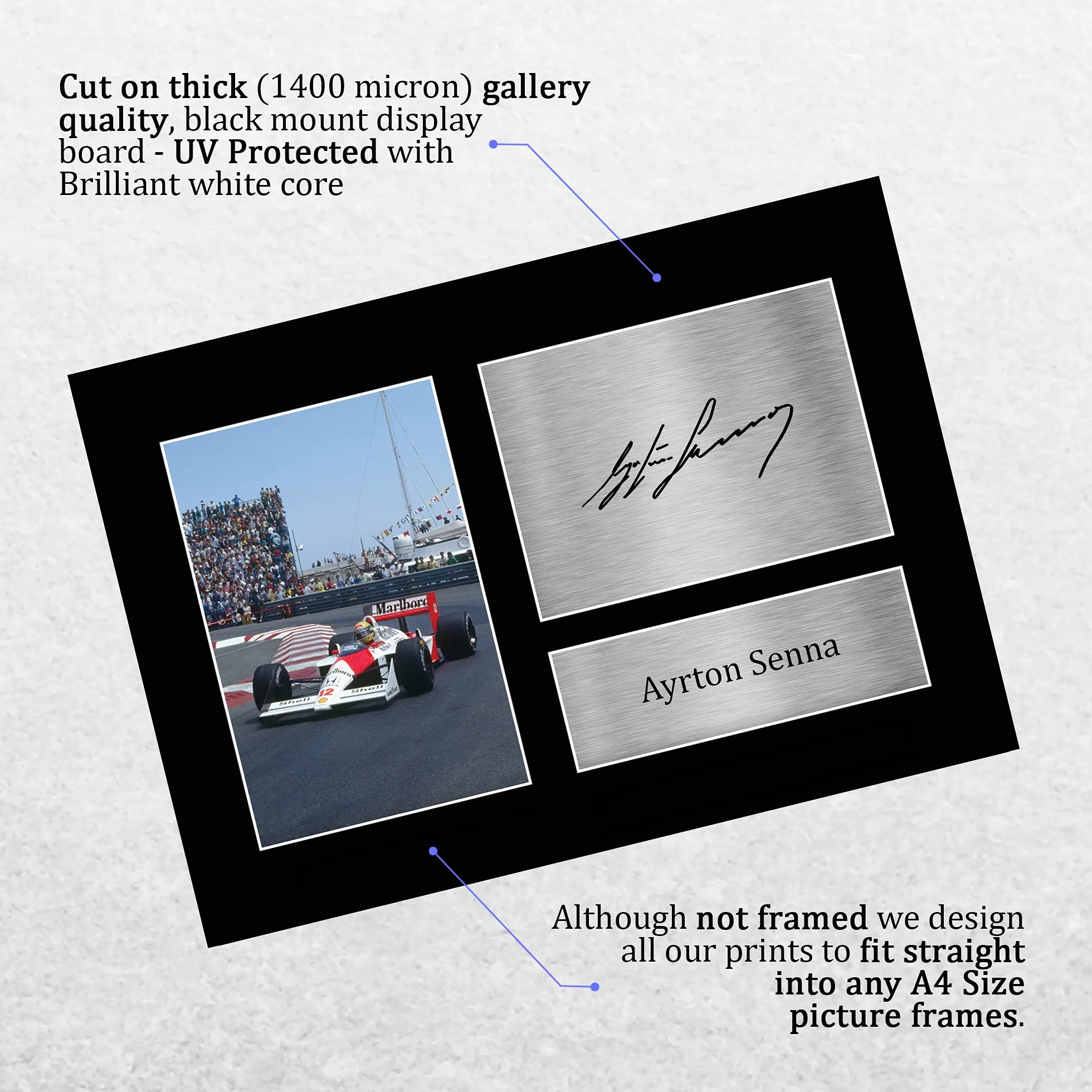 HWC Trading A4 Ayrton Senna Formula 1 Prezenty Z Nadrukiem Podpisane Zdjęcie Z Autografem Dla Fanów Wyścigów F1 Formuły 1