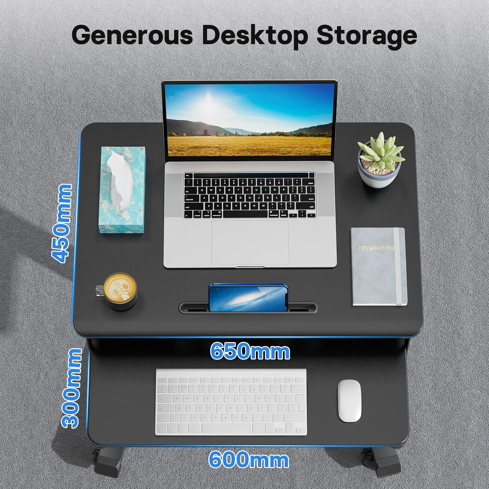 BONTEC Mobilne Biurko Stojące Regulowana Wysokość 72-112 cm Pulpit 65x45 cm Stolik na Laptopa z Półką na Klawiaturę