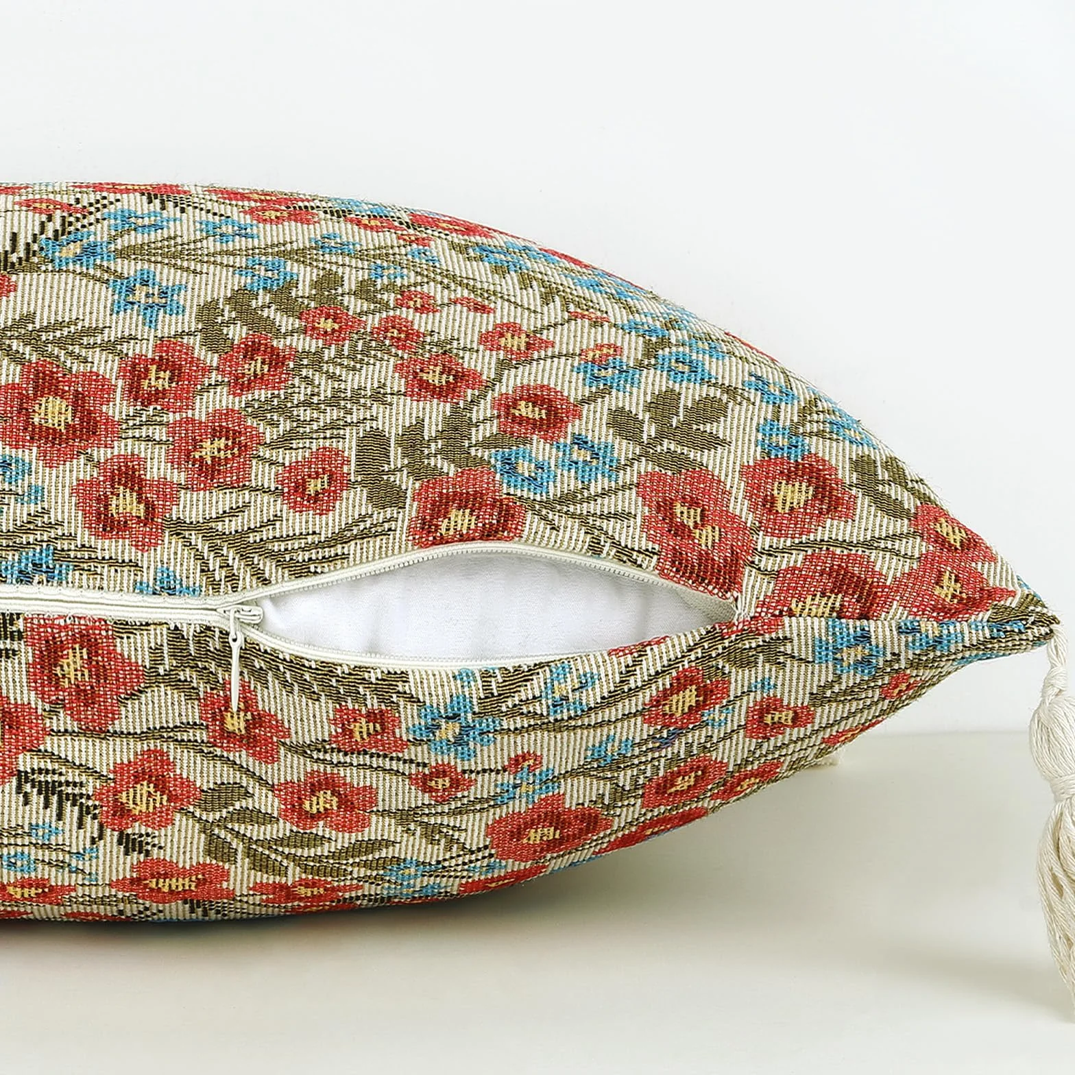 Wiosenne kwiatowe poszewki na poduszki w stylu vintage, 30 x 50 szt., letnie, rustykalne, polne kwiaty, miękkie, żakardowe, kwadratowe, dekoracyjne, na sofę, z niewidocznym zamkiem