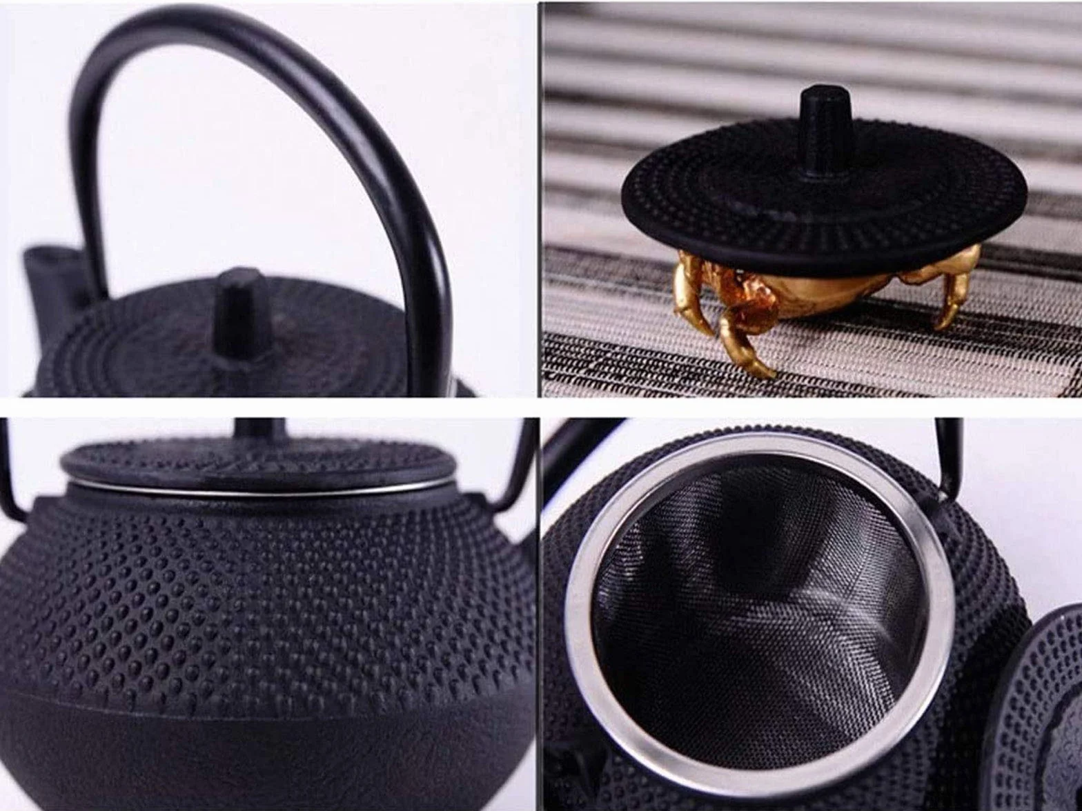 Najlepszy Japoński żelazny Czajniczek Z Infuser Do Luźnej Herbaty Liściowej I Teabagów, Tettubin Tea Czajnik Płyta Safe 0.3l(Color:Czarny)