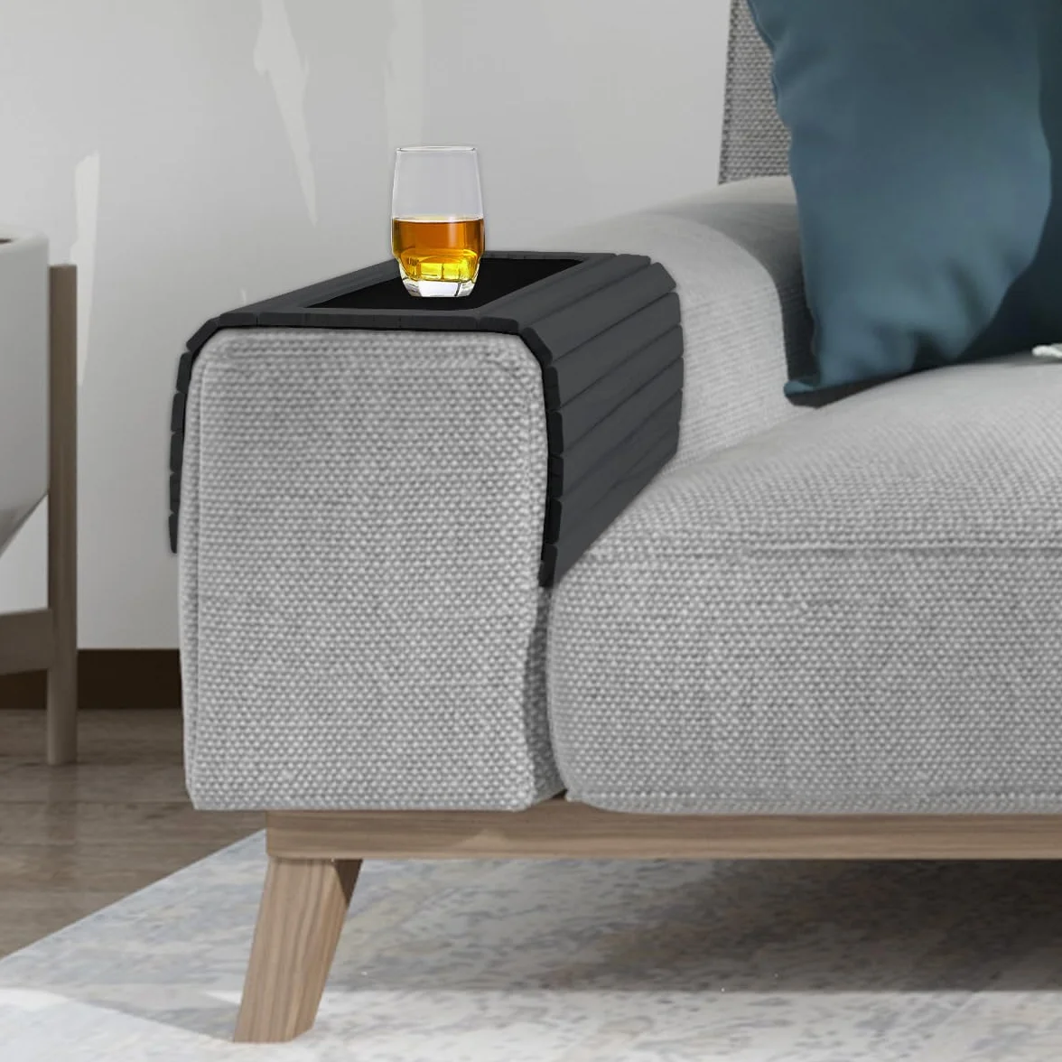 34 x 41,5 cm drewniana elastyczna taca na sofę, elastyczny uchwyt na podłokietnik stolik podłokietnik sofa taca na sofy tace podłokietniki na sofę, tace na sofę z antypoślizgową podstawą