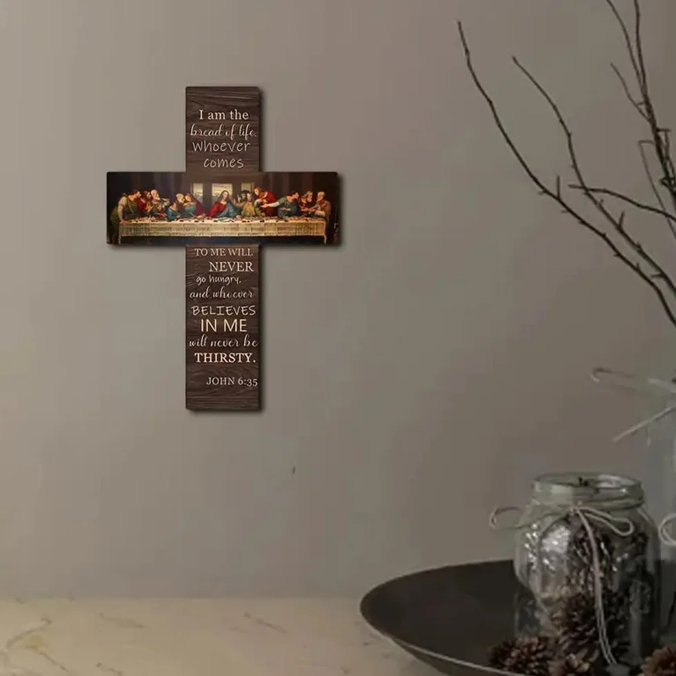 TTPSRY Dekoracyjny krzyż drewniany Ostatnia Wieczerza Inspirująca biblijna ściana religijna sztuka chrześcijańska chrześcijańskie święte pismo
