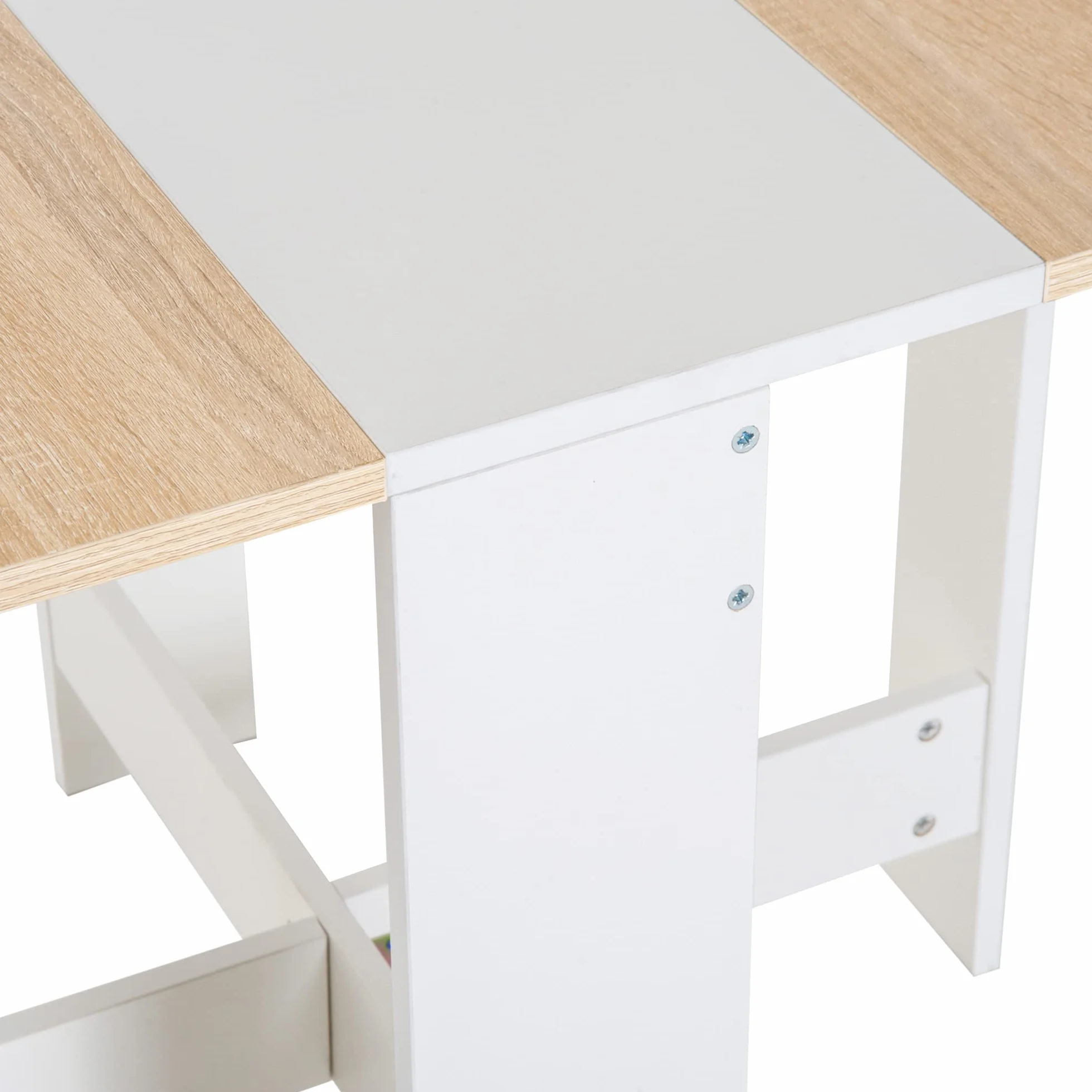 HOMCOM Składany stół kuchenny 103 dł. x 76 cm x 74 cm z dwukolorowego drewna dąb biały