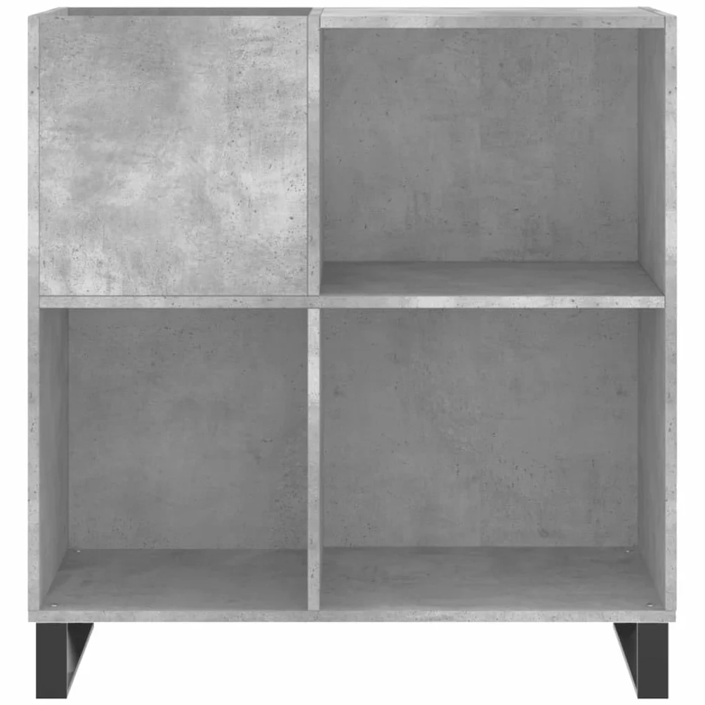 Szafa panelowa, betonowa szara z materiału drewnopochodnego z żelaznymi nogami, 84,5 x 38 x 89 cm, przestronna szafka winylowa na płyty winylowe, stabilny mebel do salonu i kina domowego