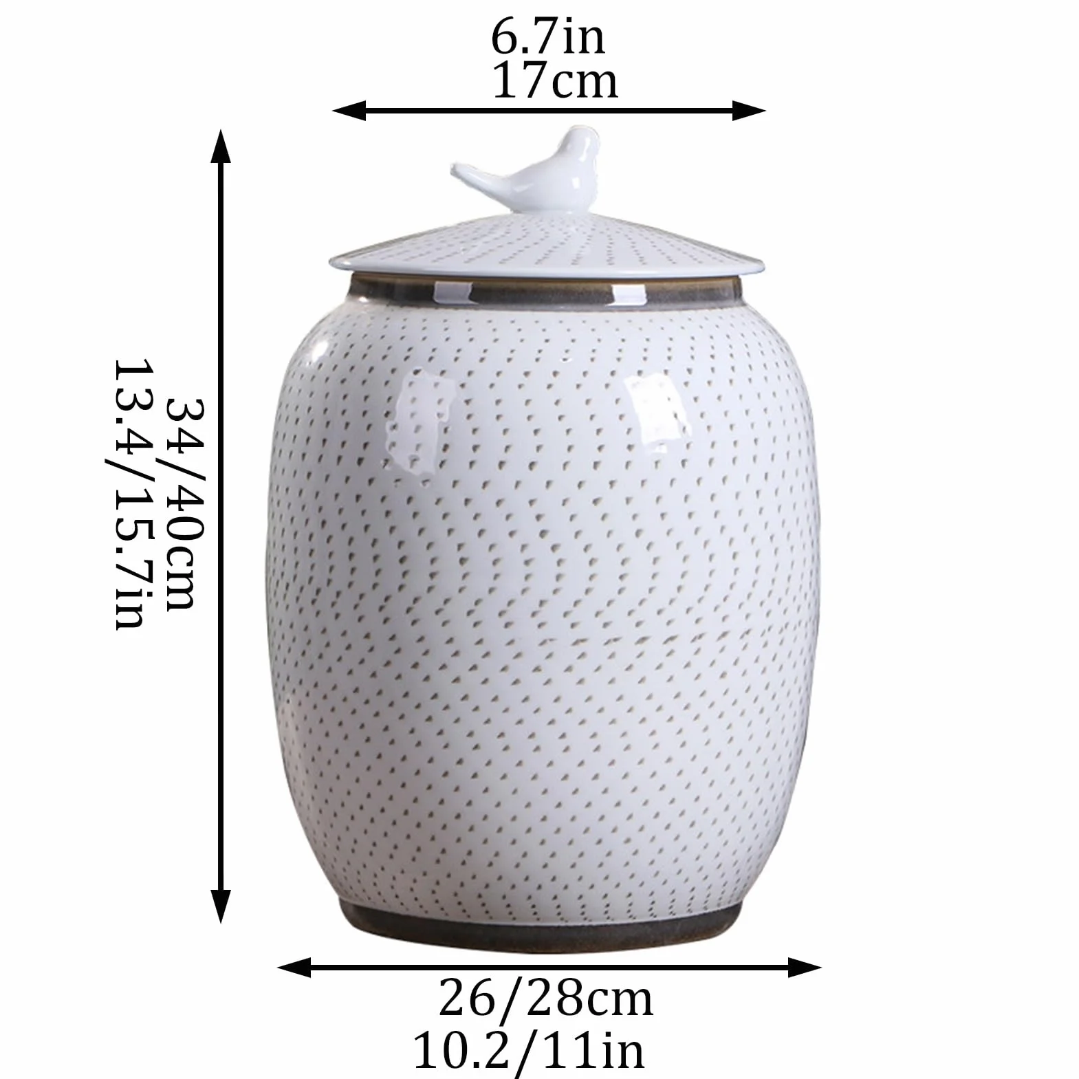 Ceramiczny Storage Container, Pojemnik do przechowywania z Pokrywką, Pojemnik na Musli o Dużej Pojemności do Fasoli, Kukurydzy, Pszenicy, Płatków Owsianych, Pojemnika(Wit,10.2x13.4in/26x34cm)