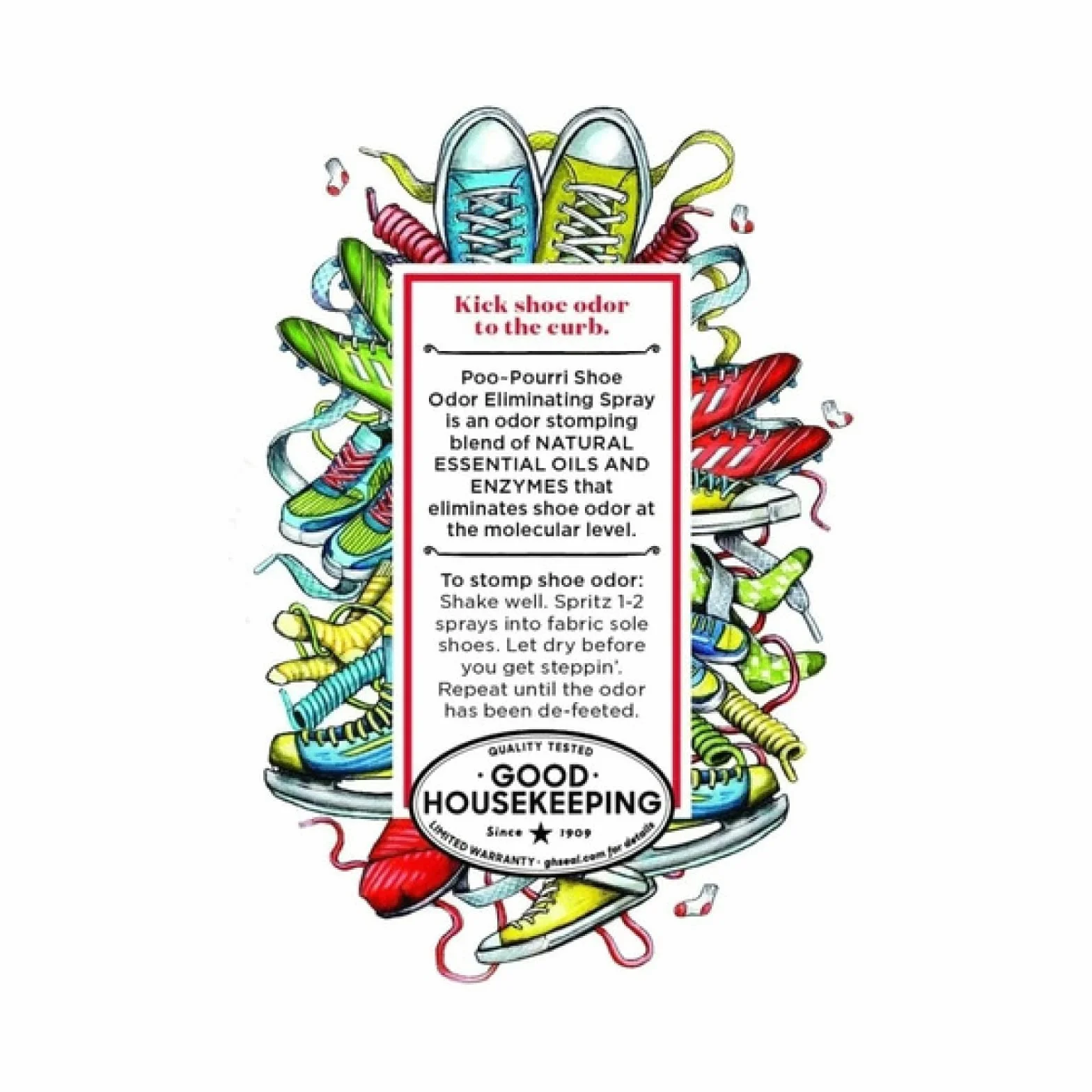 Shoe-Pourri Shoe Odor Eliminujący Spray, Biała butelka 2 oz