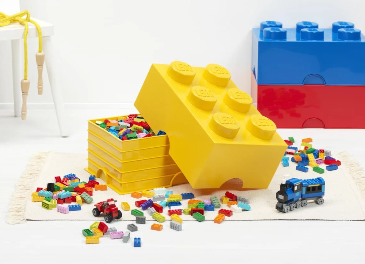 LEGO Storage Brick 6 gałek żółte pudełko do przechowywania 8,47 l plastikowe z pokrywką