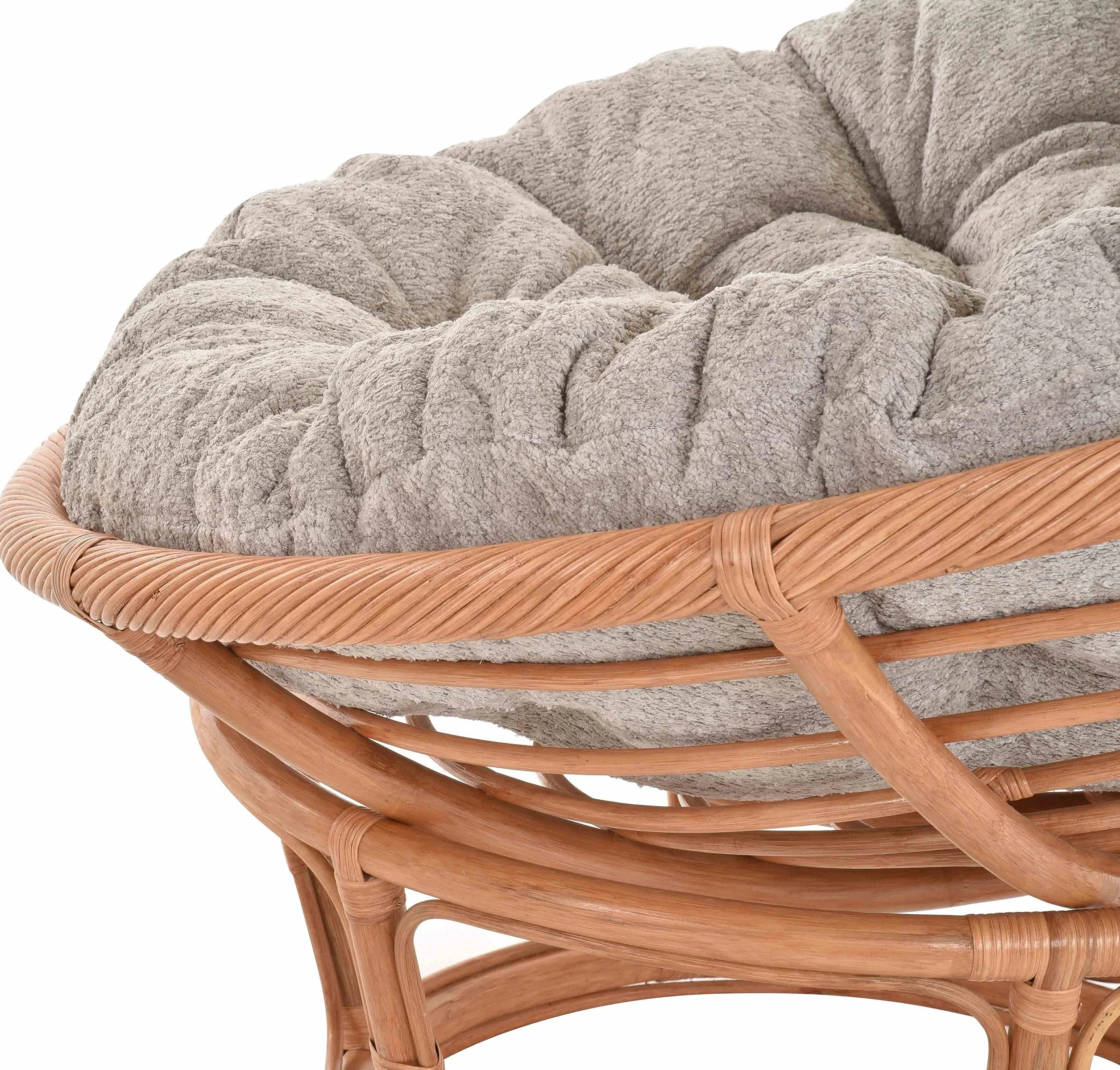 Papasan fotel XXL z poduszką Relax Papasan fotel naturalny Rattan fotel leżakowy (Ø120cm, terakota)