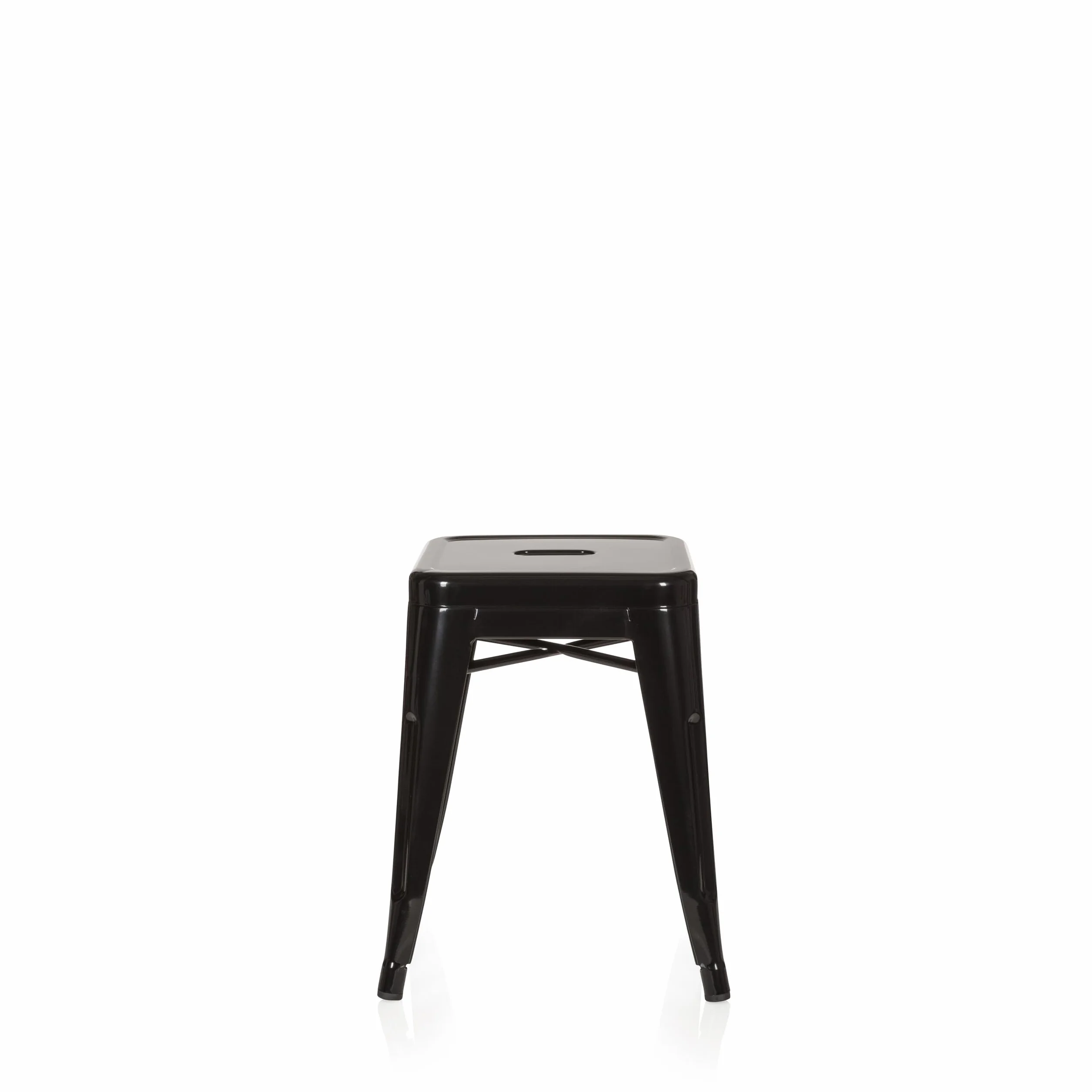 hjh OFFICE 645000 metalowy taboret VANTAGGIO czarny taboret do siedzenia w stylu industrialnym, można układać w stos, niski