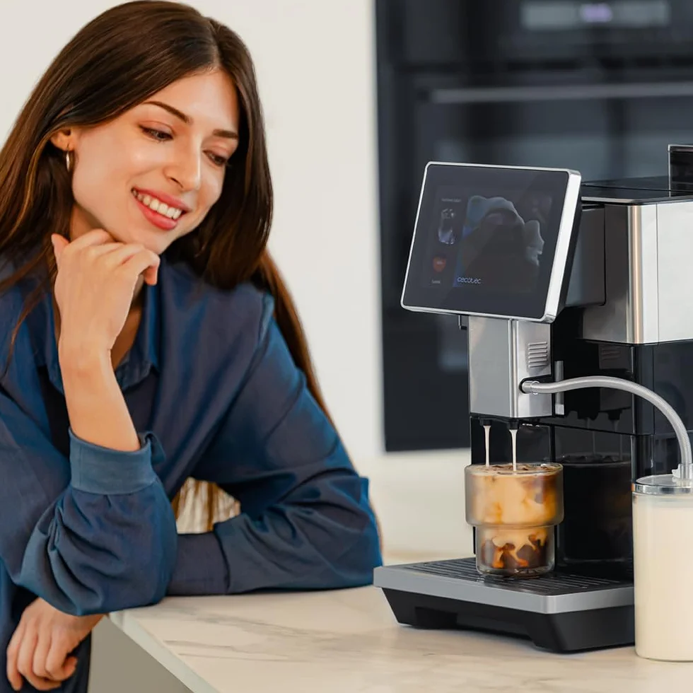 Cecotec Superautomatyczny ekspres do kawy Cremmaet Time. Superautomatyczny ekspres do kawy z 7-calowym ekranem TFT, 13 przepisami na kawę, 6 profili użytkowników, moc 1350 W, ciśnienie 19 bar