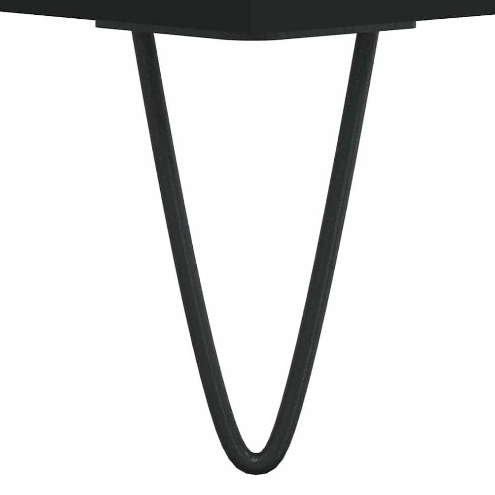 Hothingwell Szafka na płyty winylowe, czarna, 100 x 38 x 48 cm, z drewna inżynierskiego, szafka do przechowywania płyt winylowych z wytrzymałym blatem i żelaznymi nogami