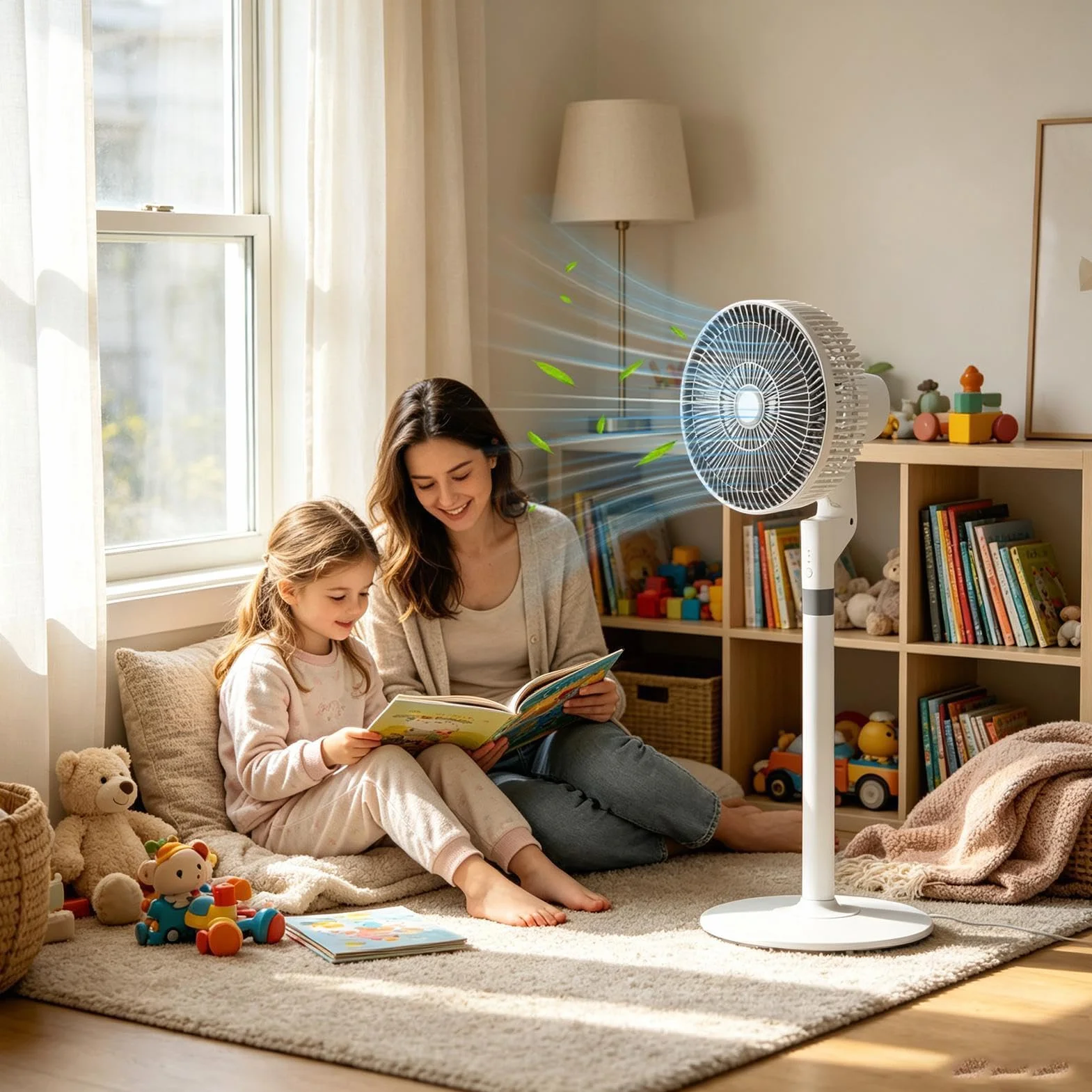 Wentylator Oscylacyjny 3-Biegowy Silny Przepływ Powietrza USB Wtyczka z | Duży Wentylator do Garażu, Biura, Patio, Sklepu, Akademika, Łazienki, Pokoju, Domu