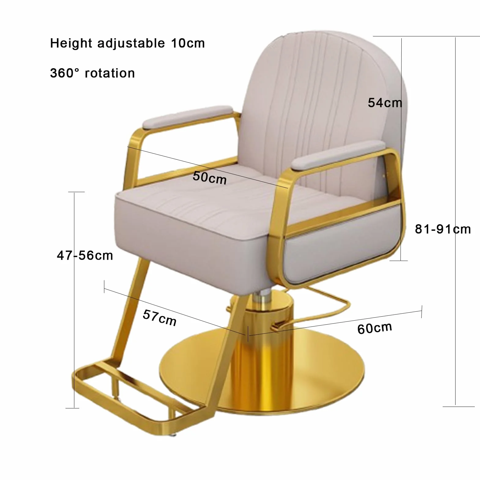 Regulowany fotel fryzjerski 10 cm – obracany o 360° fotel fryzjerski o pojemności 150 kg idealny do salonu fryzjerskiego i profesjonalnego sprzętu do stylizacji Grau Finish