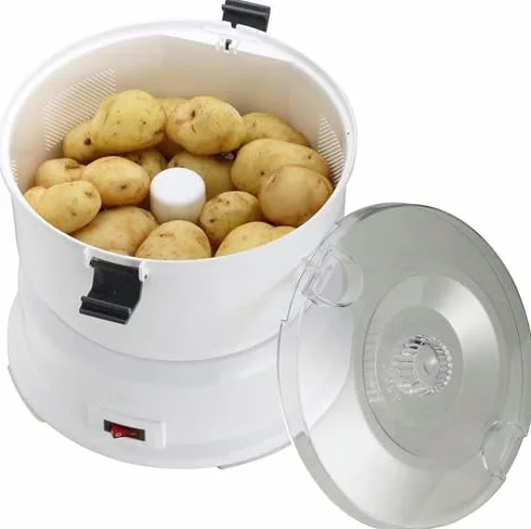 Elektryczna obieraczka do ziemniaków – obieraczka do warzyw z obrotową blokadą bezpieczeństwa i pojemnikiem, pojemność 1 kg, do łatwego krojenia i marszczenia ziemniaków