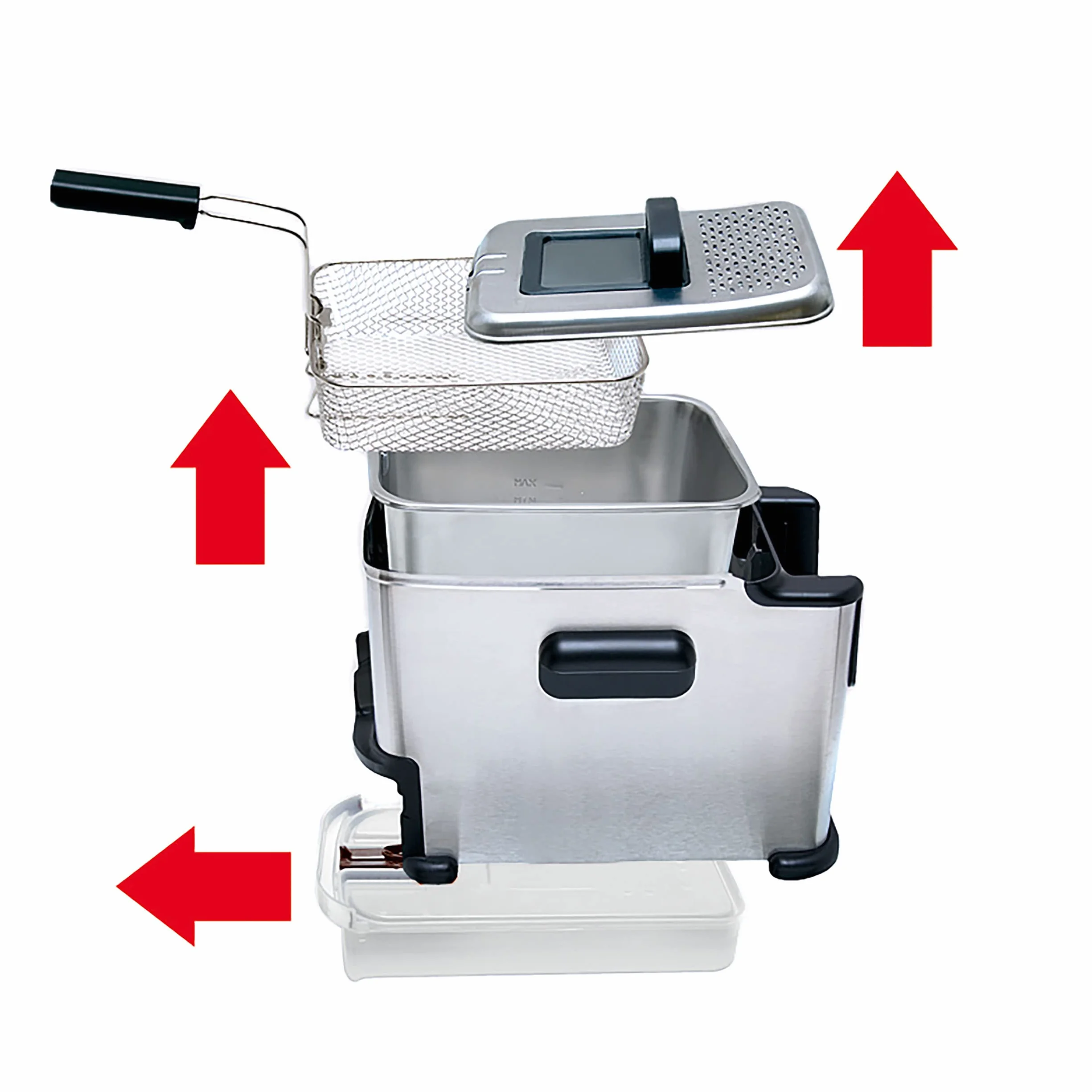 Tefal FR7016 Oleoclean Compact elektryczna frytkownica, pojemność 2 l, automatyczna filtracja oleju, części nadające się do mycia w zmywarce, okienko, regulowana temperatura, czarna/stal nierdzewna