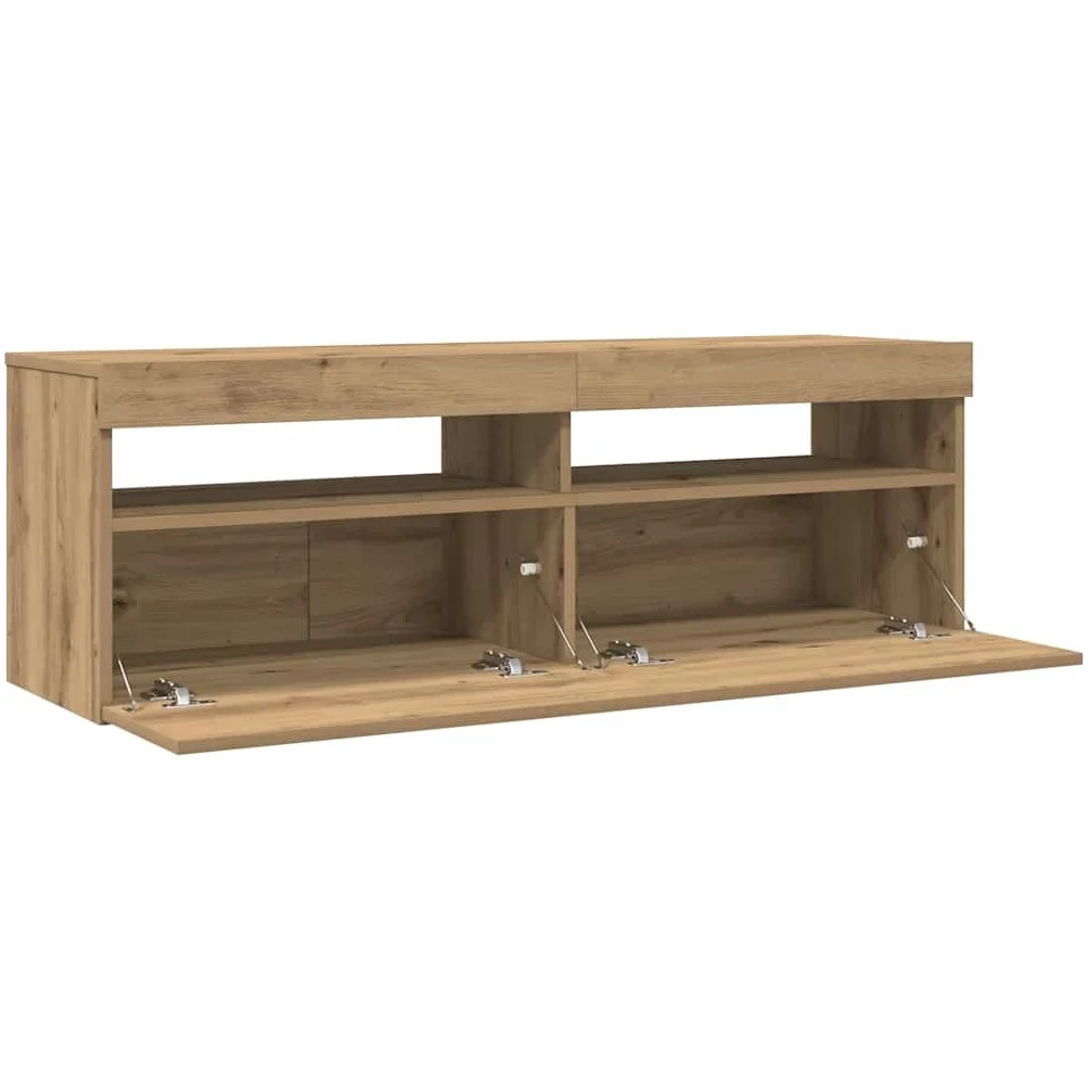 vidaXL Szafka pod TV z oświetleniem LED, dąb artisan, 120x35x40 cm