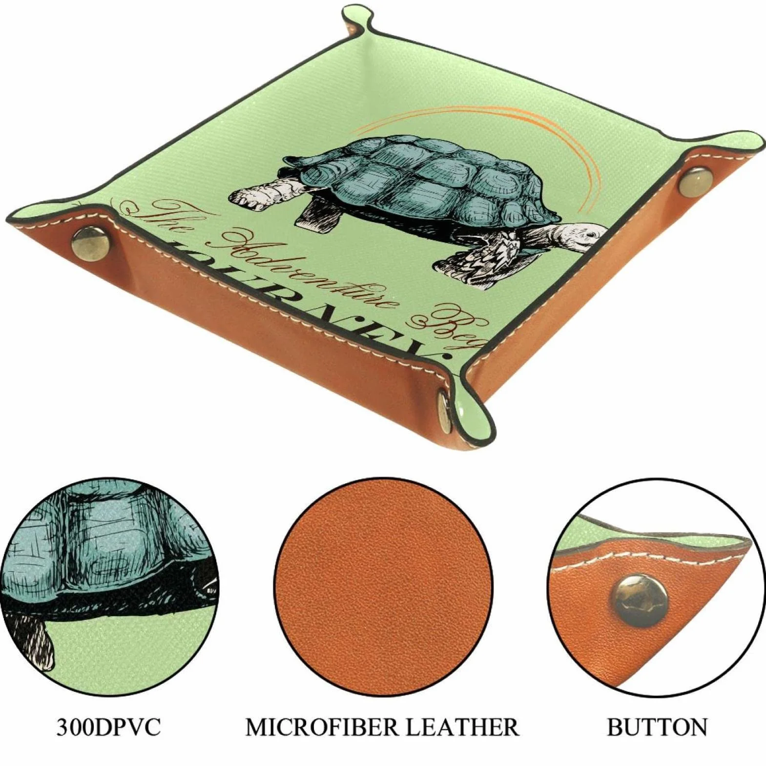 Skórzana taca na kamerdyner organizer przy łóżku biurko płyta do przechowywania Catchall Turtle Travel Design