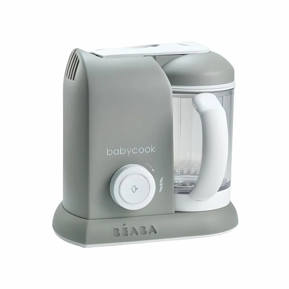 BÉABA - Babycook Solo - 4 w 1 urządzenie do przygotowywania posiłków dla niemowląt - delikatne parowar - szybkie gotowanie na parze w 15 minut - kosz do gotowania ze stali nierdzewnej - szary