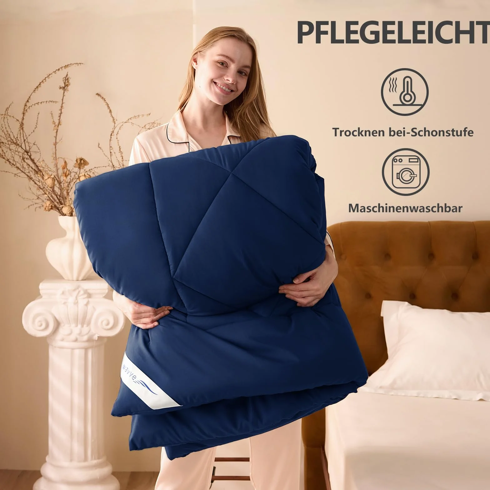 WAVVE Kołdra 140x200 Kołdra zimowa ciepła, Kołdra pikowana zimowa 450gsm Mikrofibra 140x200cm, Miękka Przytulna Kołdra pikowana 140 x 200, Niebieska