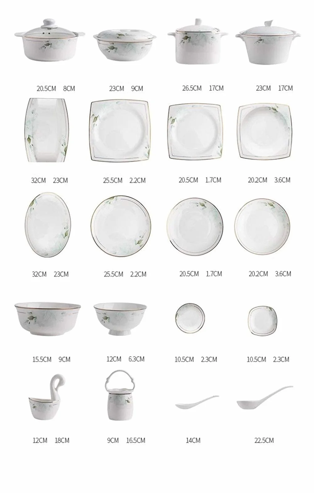 H3TF5J Ceramiczny zestaw zastawy stołowej, piekarnik mikrofalowy bezpieczny zastawa stołowa, zastawa stołowa w parametingu domowym, zastawa stołowa Glaze Glaze Gold Edge, 45% proszku bez ołkolenia