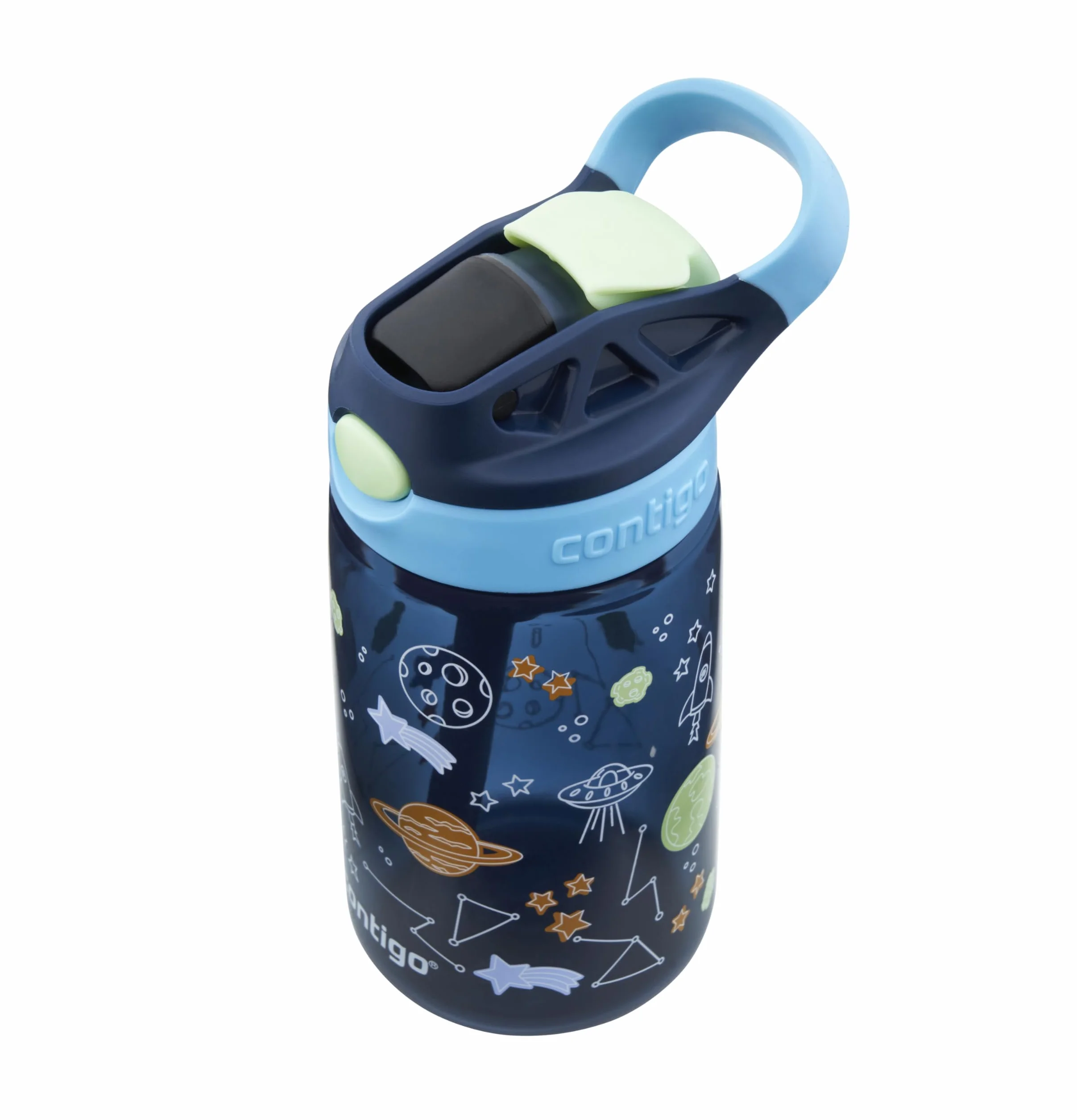 Contigo Easy Clean Autospout butelka dla dzieci, ze słomką, bez BPA, wytrzymała, 100% szczelna, łatwa do czyszczenia, idealna do przedszkola, szkoły, 420 ml, Blueberry Cosmos