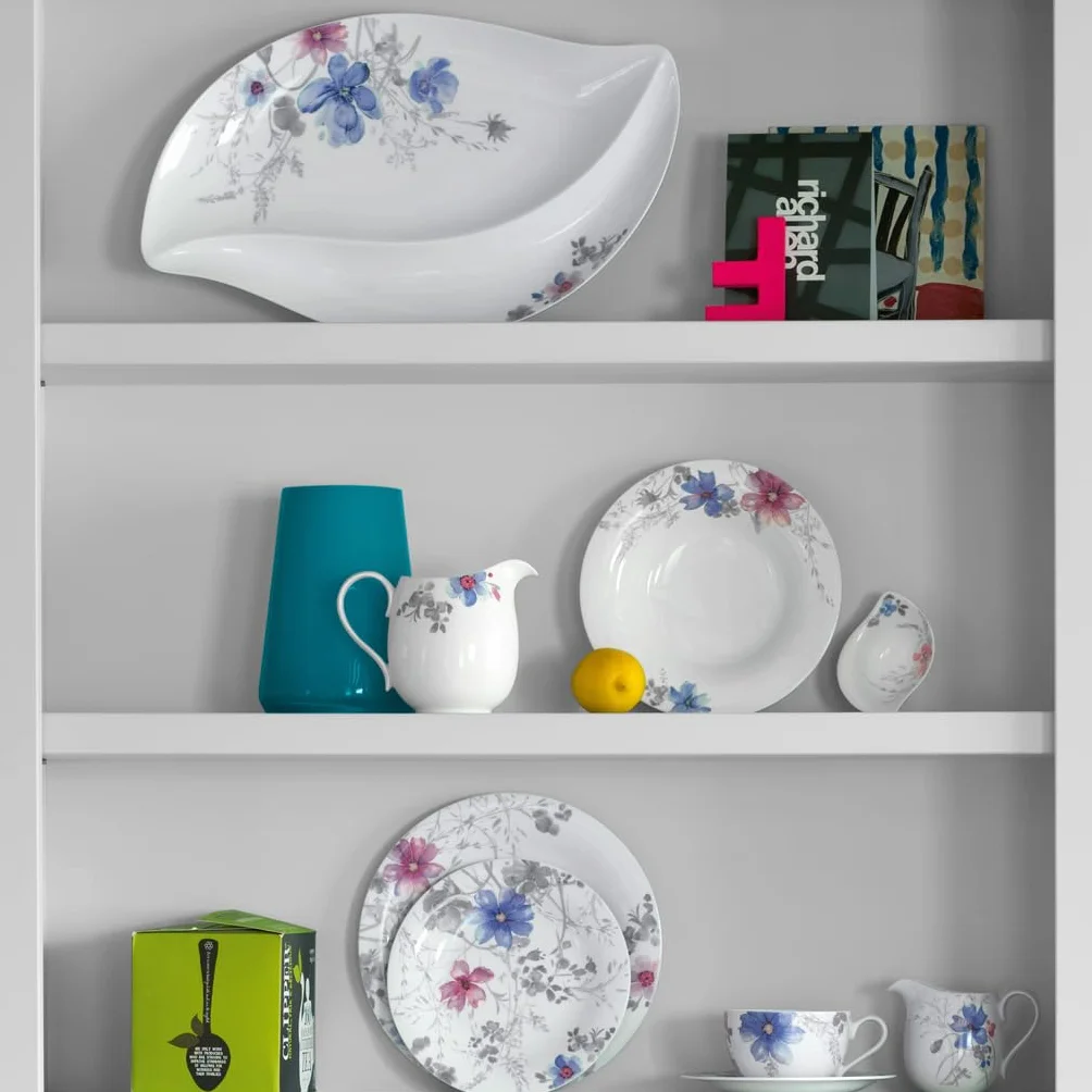 Villeroy & Boch Mariefleur Gris Basic, talerz do zupy, 23 cm, porcelana premium, biały/wielokolorowy