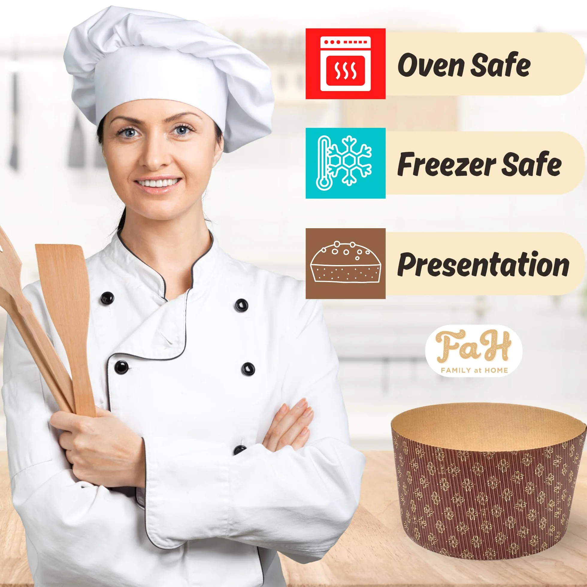 Foremki Panettone 1 kg (5 sztuk) papier falisty celuloza mikrofalowa do 220°C
