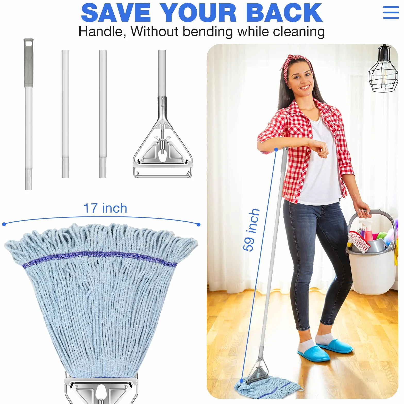 Mop sznurkowy wytrzymały przemysłowy z uchwytem 150 cm