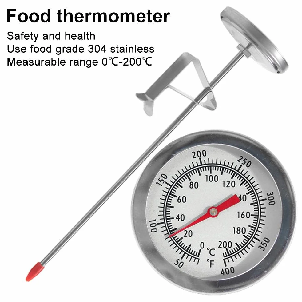 Termometr do Oleju ze Stali Nierdzewnej, długość Sondy 20 Cm, Termometr do Cukierków ze Wskaźnikiem Temperatury Smażenia na Grillu (Jak pokazano)