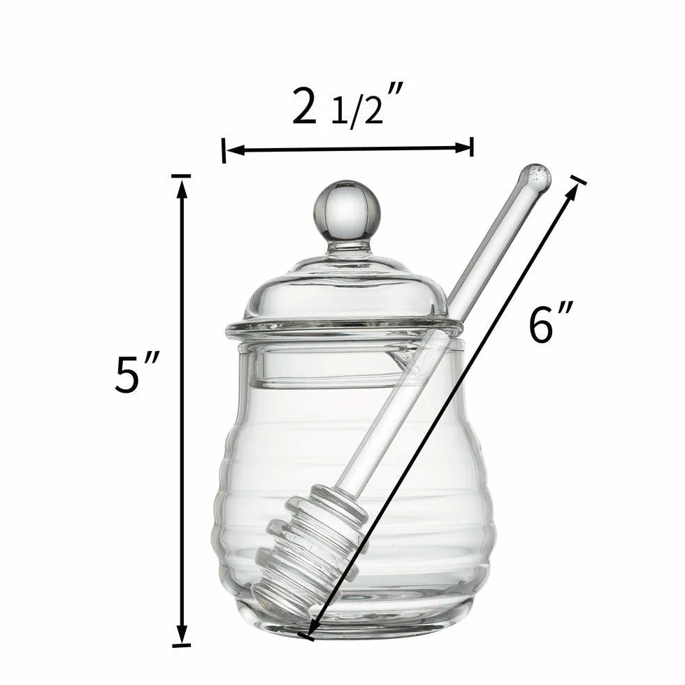 Mkouo Glass Honey Jar with Dipper Transparent Honey Pot 265 ml, 9 Ounces