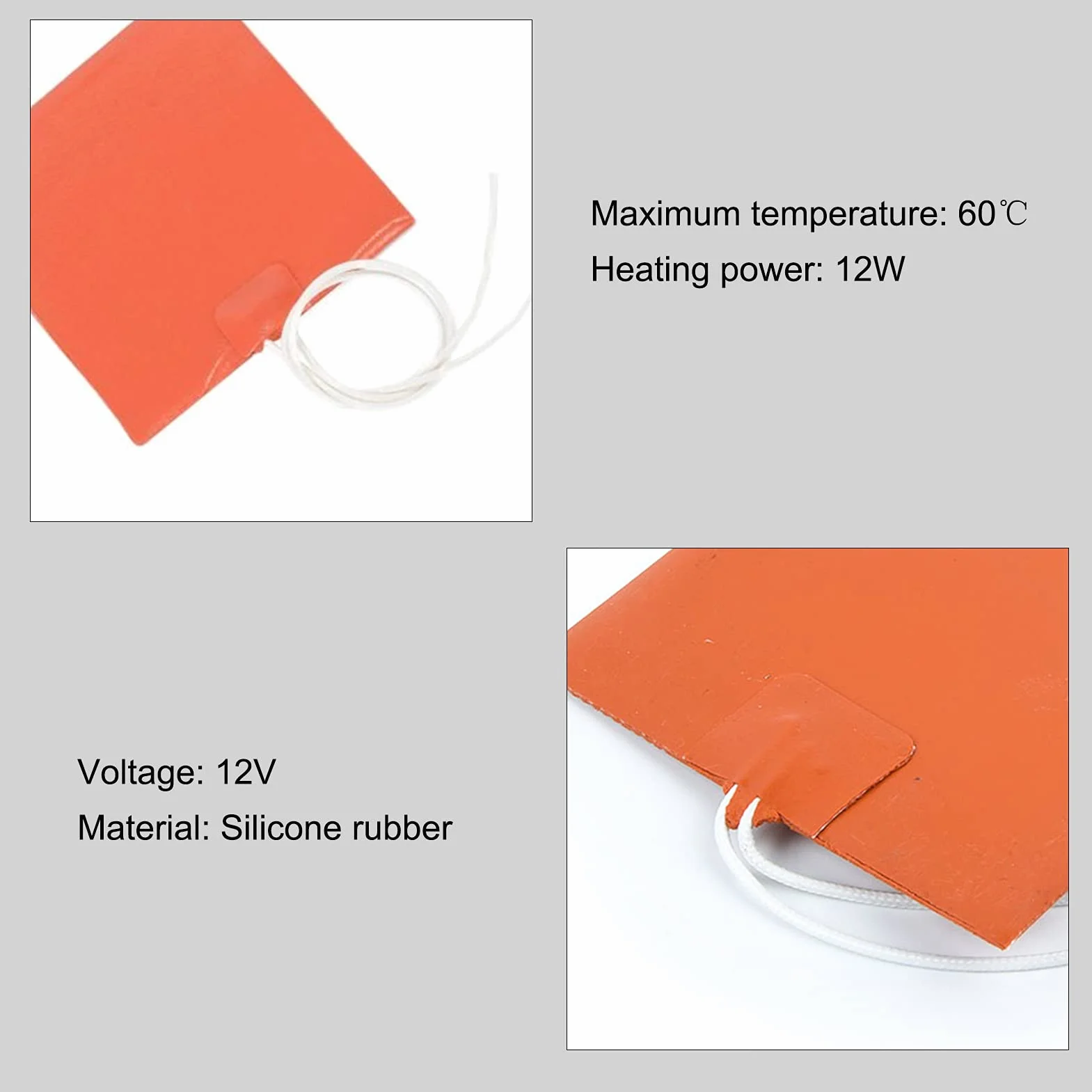 Płyta grzewcza 100 x 120 mm 12 V 12 W kauczuk silikonowy