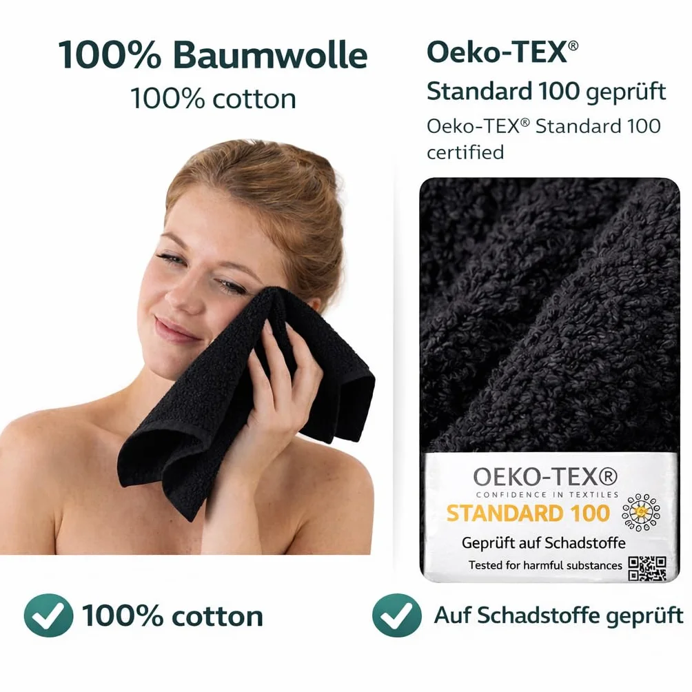 Betz 10 sztuk ręczników do rąk Premium 100% bawełna zestaw mydelniczek 30 x 30 cm kolor czarny