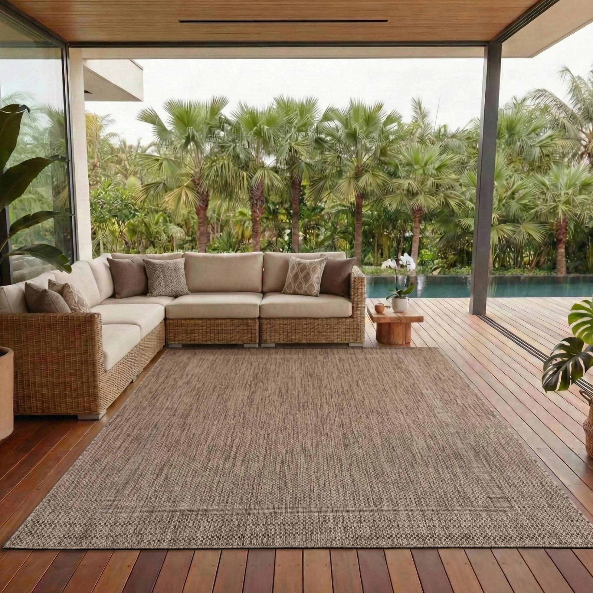 Carpettex dywan do użytku na zewnątrz, odporny na warunki atmosferyczne, 200 x 290 cm, sizalowy wygląd, brązowy - idealny na balkon, do ogrodu, na taras i jako dywan kuchenny - nadaje się do prania